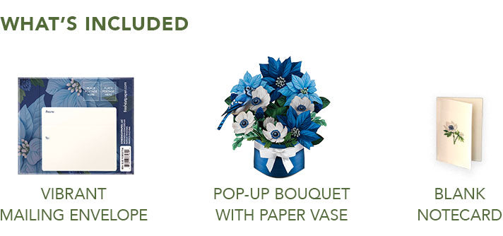 Mini Blue Poinsettia Pop-Up Card