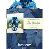 Mini Blue Poinsettia Pop-Up Card