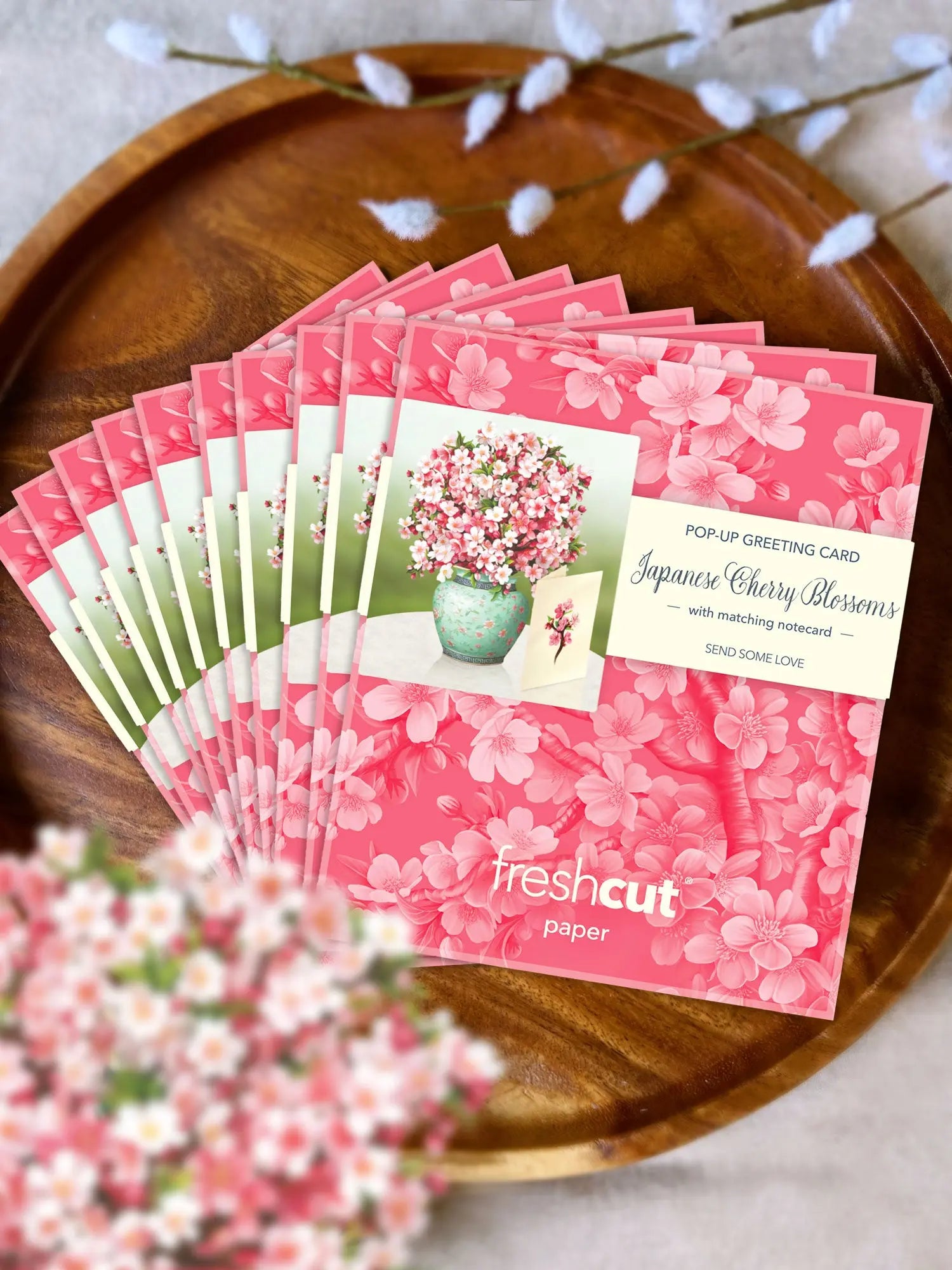 Mini Japanese Cherry Blossoms Pop-Up Card - FreshCut Paper