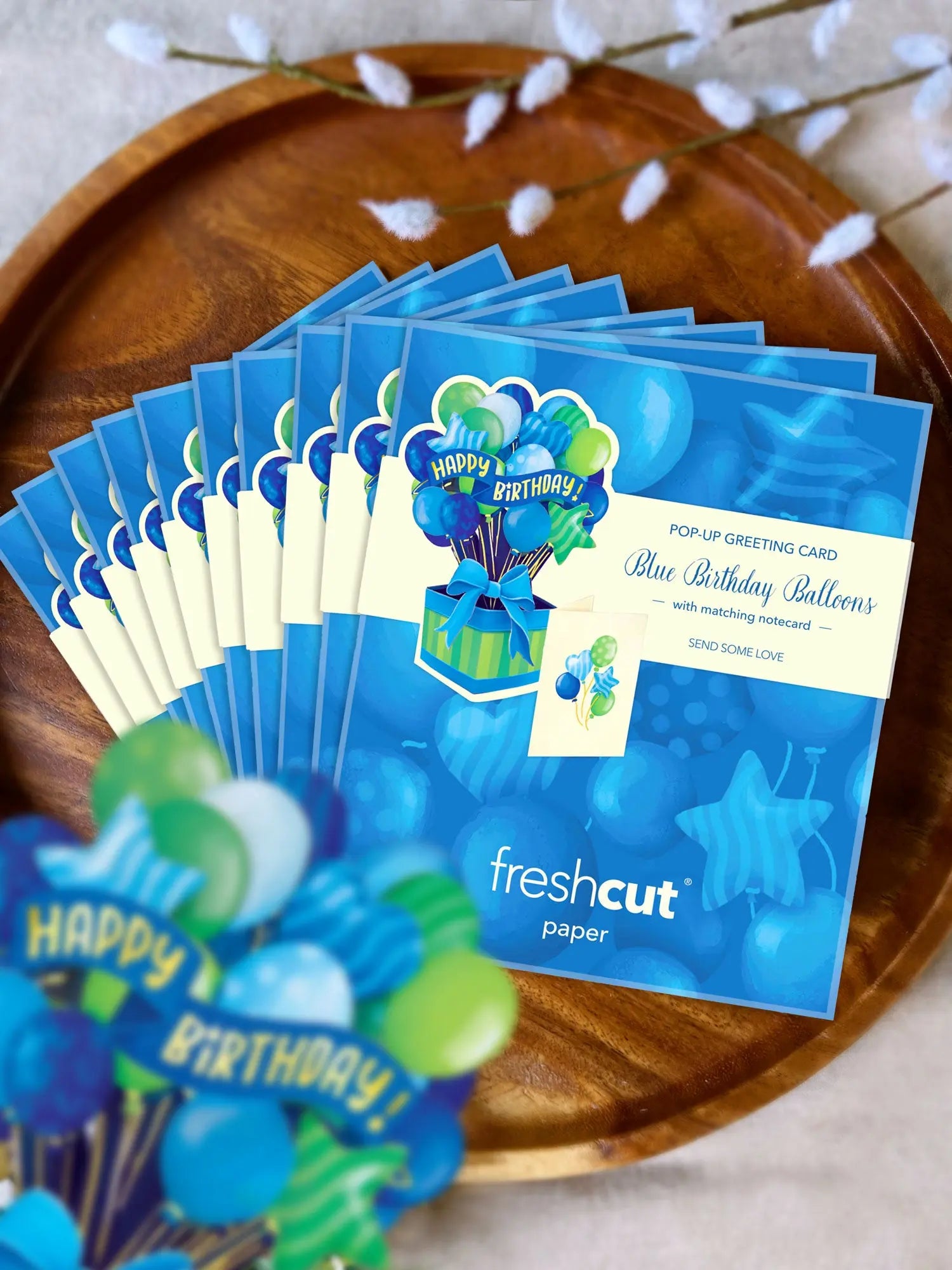 Mini Blue Birthday Balloons Pop-Up Card FreshCut Paper