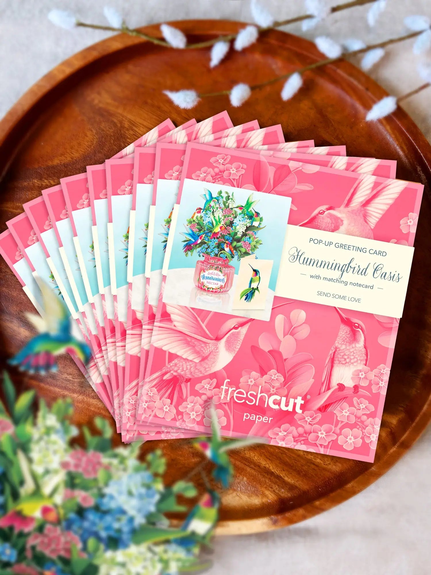 Mini Hummingbird Oasis Pop-Up Card FreshCut Paper
