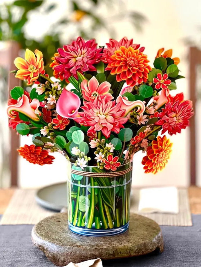 dahlia succulent bouquet Grand Dahlia Pop-up Bouquet Card