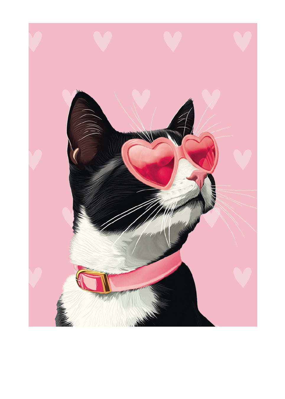 Valentine's Day Tuxedo Cat Card