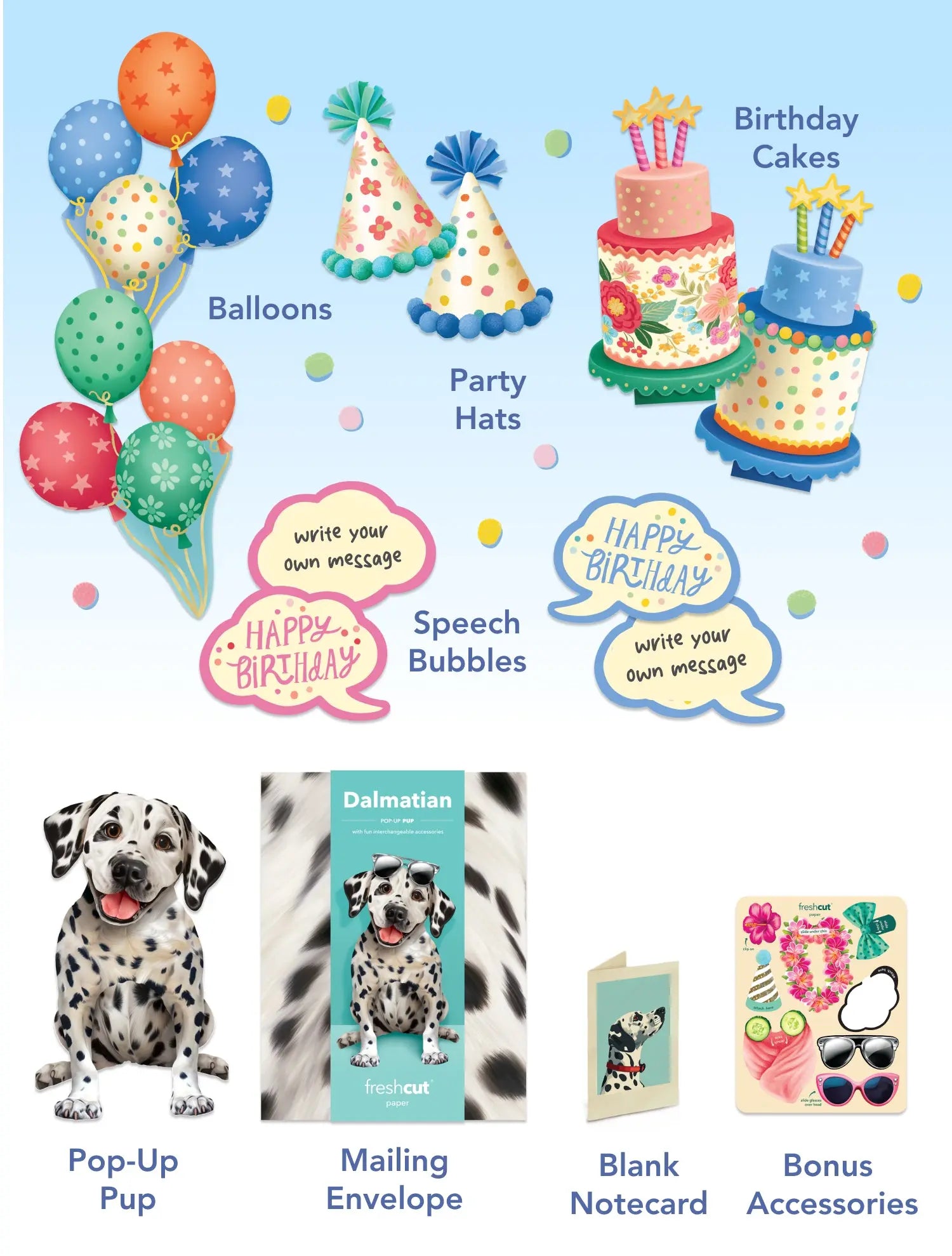 Birthday Dalmatian Pop-Up Card FreshCut Paper
