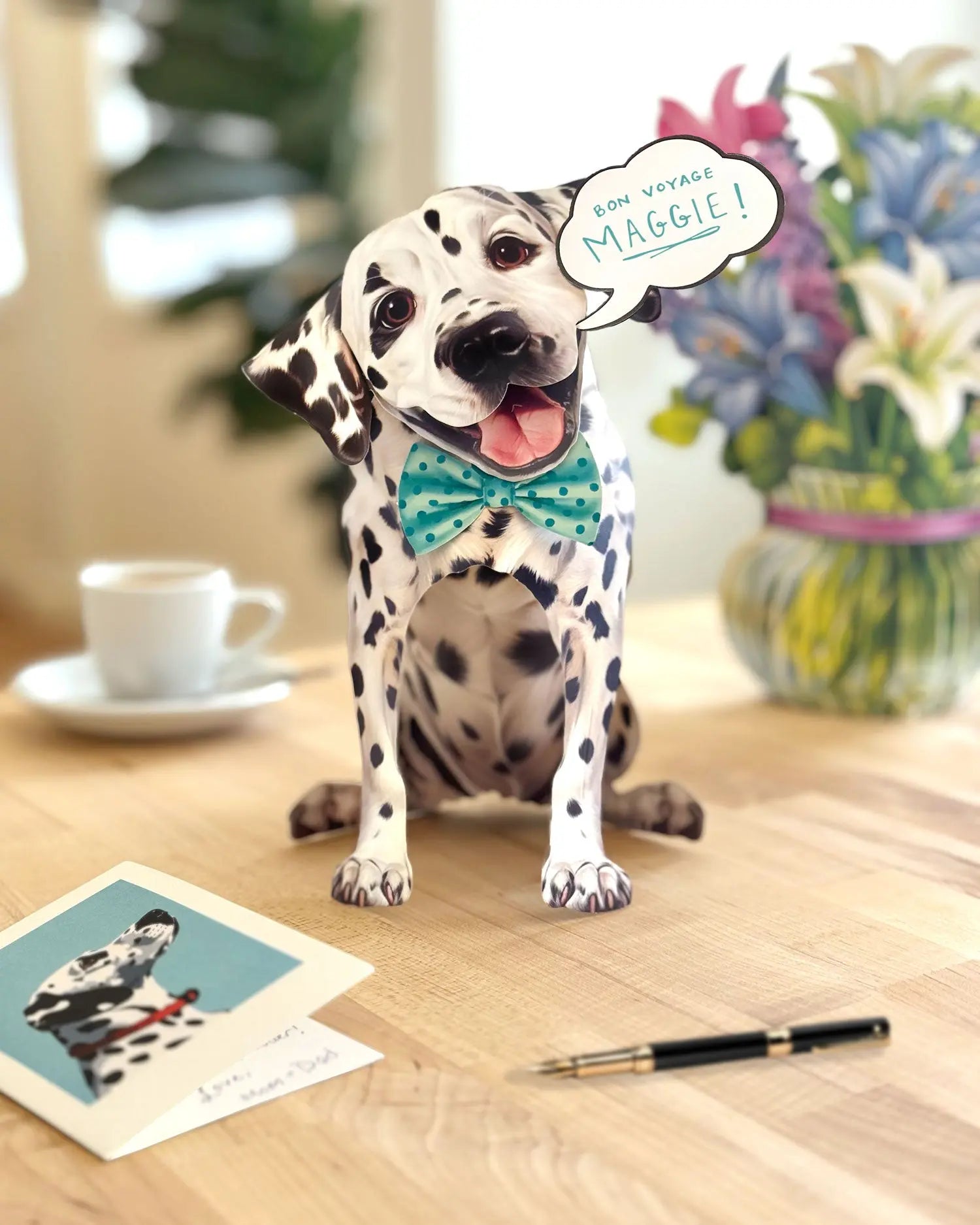 Freshcut paper dalmatian pop-up card on desk