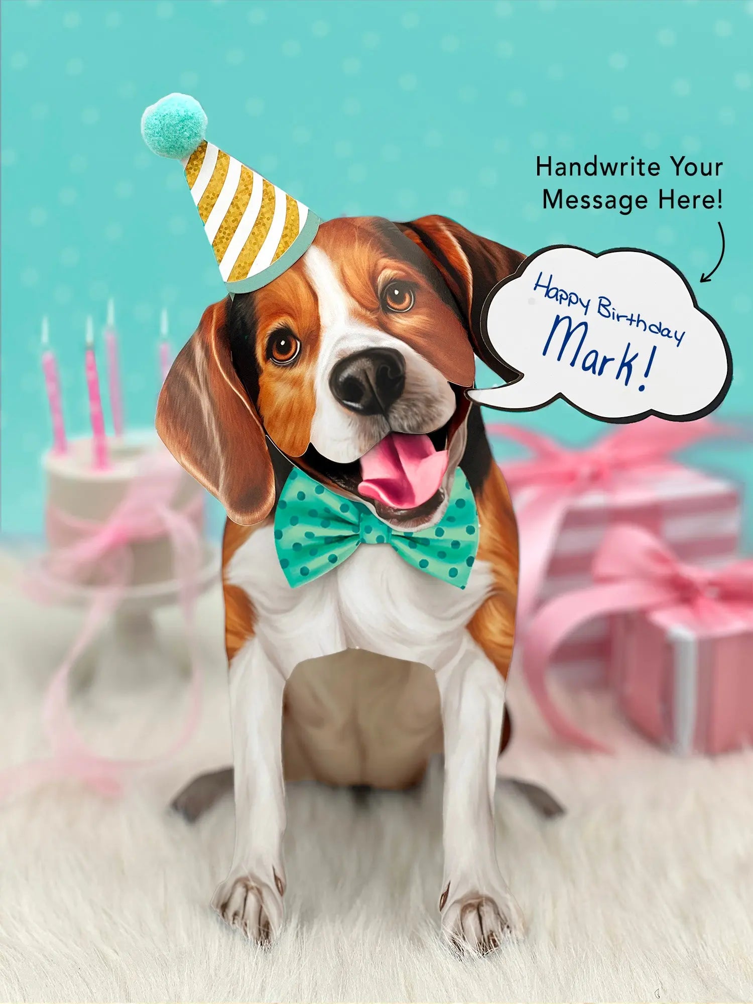 Beagle Pop-Up Pup with birthday accessories