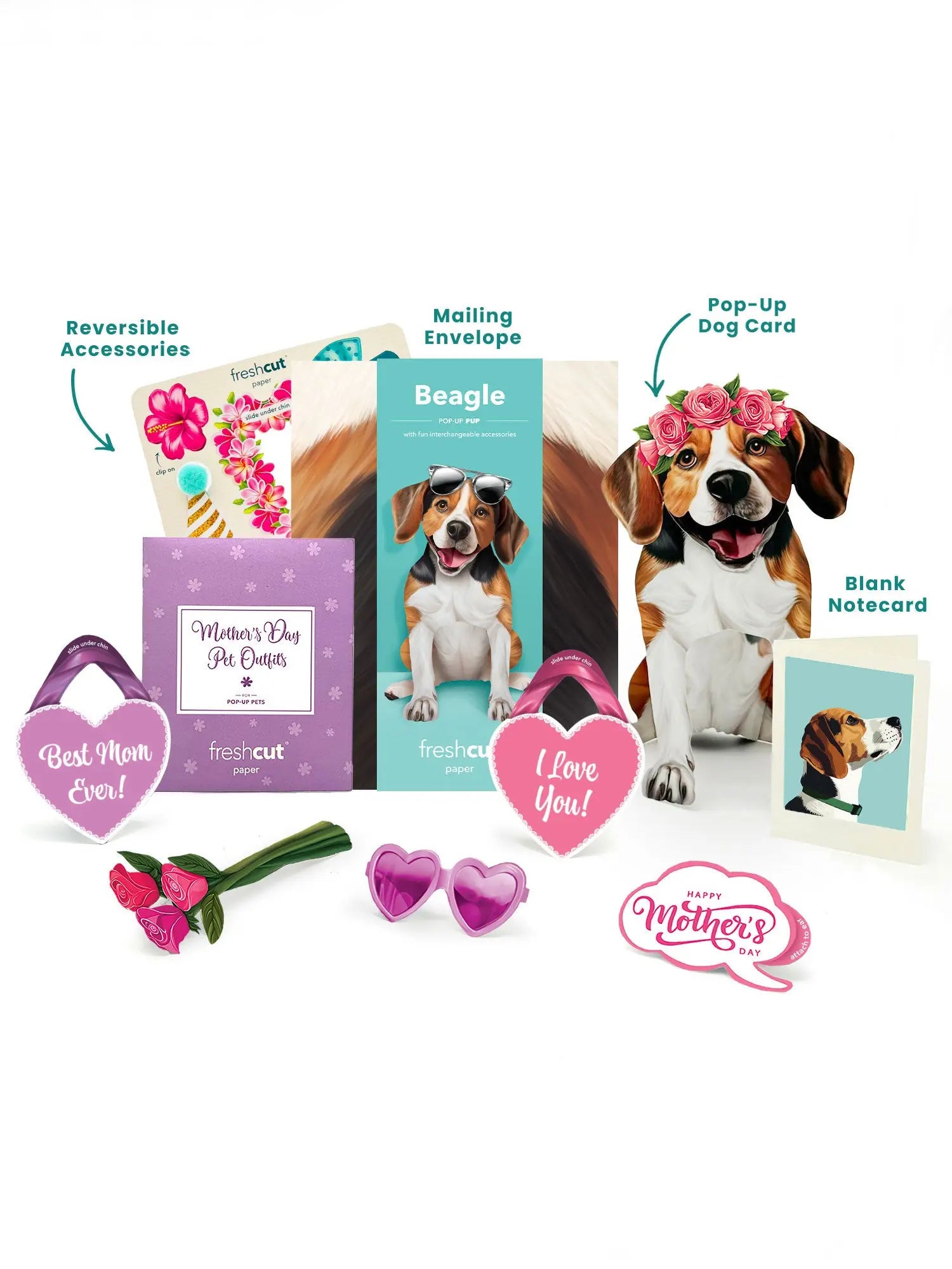 Mother's Day Beagle Pop-Up Card - FreshCut Paper