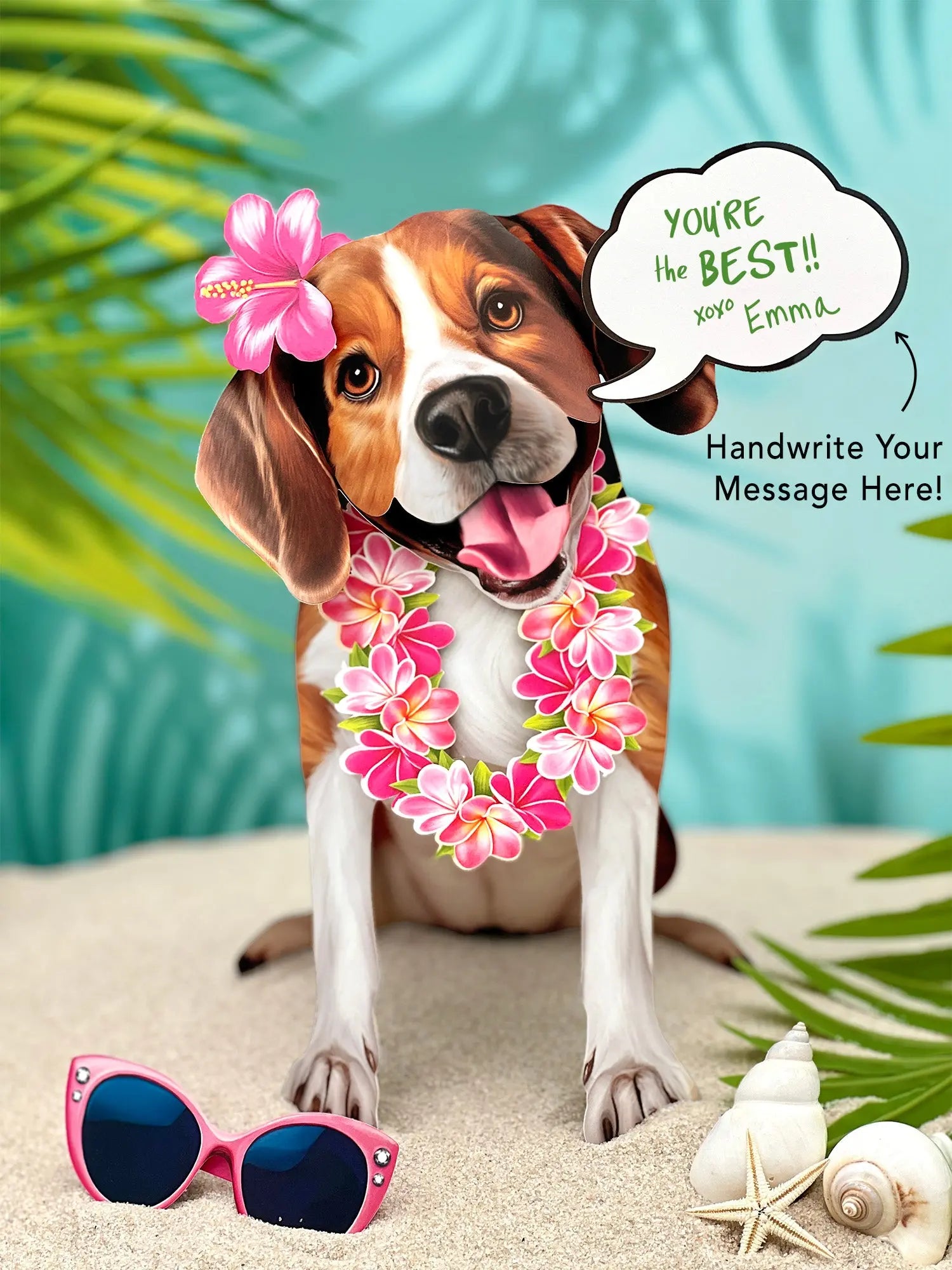 Beagle Pop-Up Pup with vacation accessories