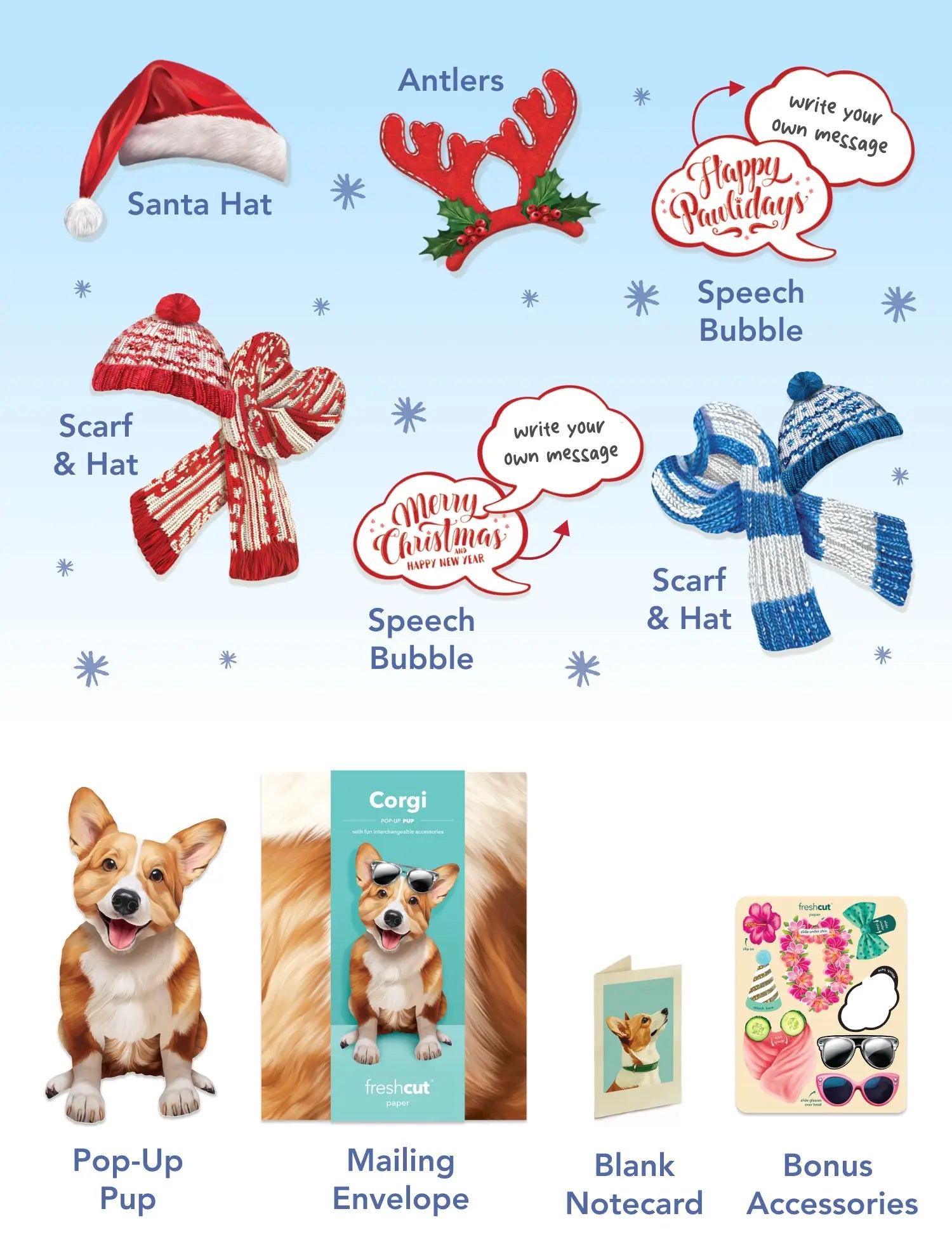 Holiday Corgi Pop-Up Card FreshCut Paper