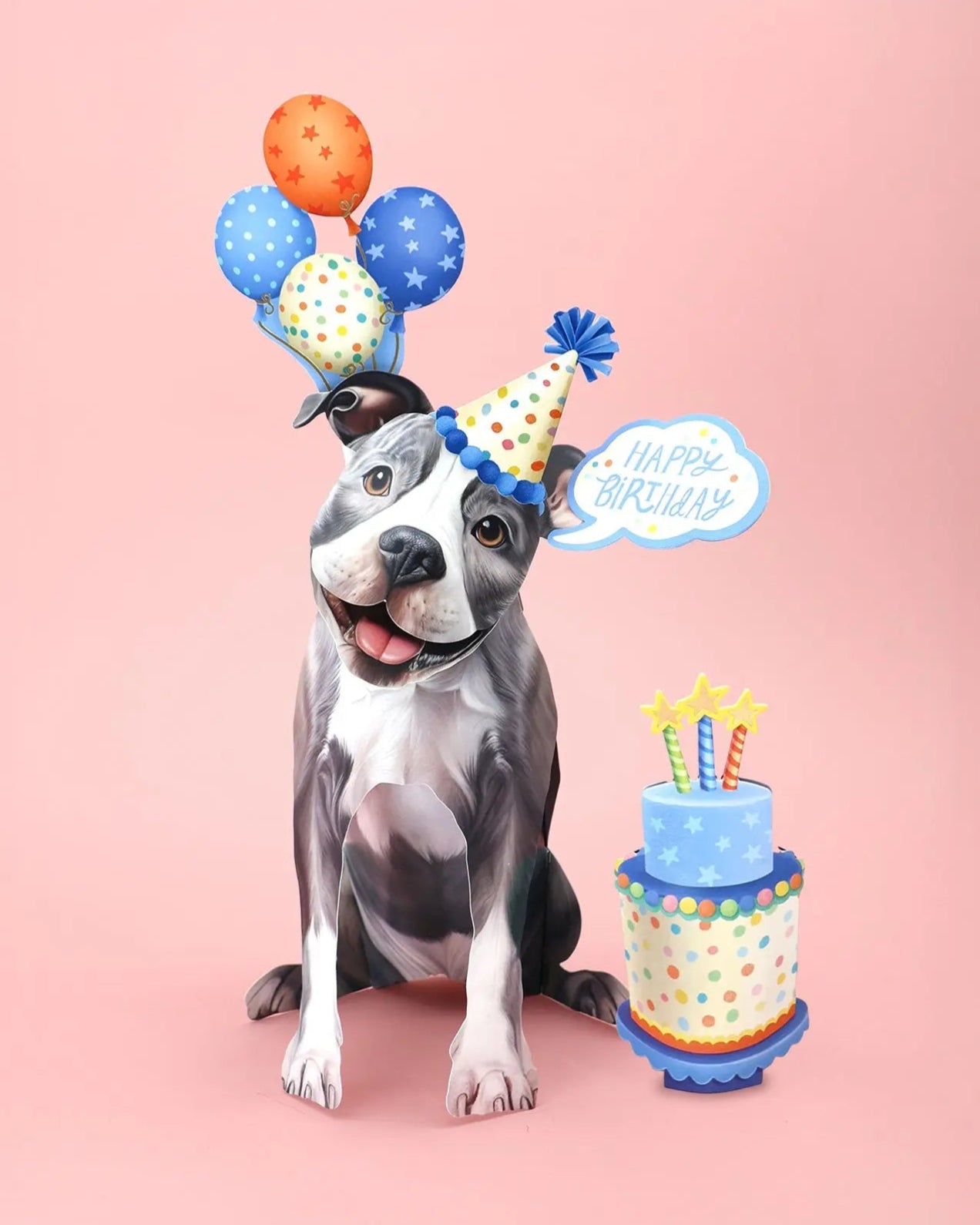 Birthday Pit Bull Pop-Up Card FreshCut Paper