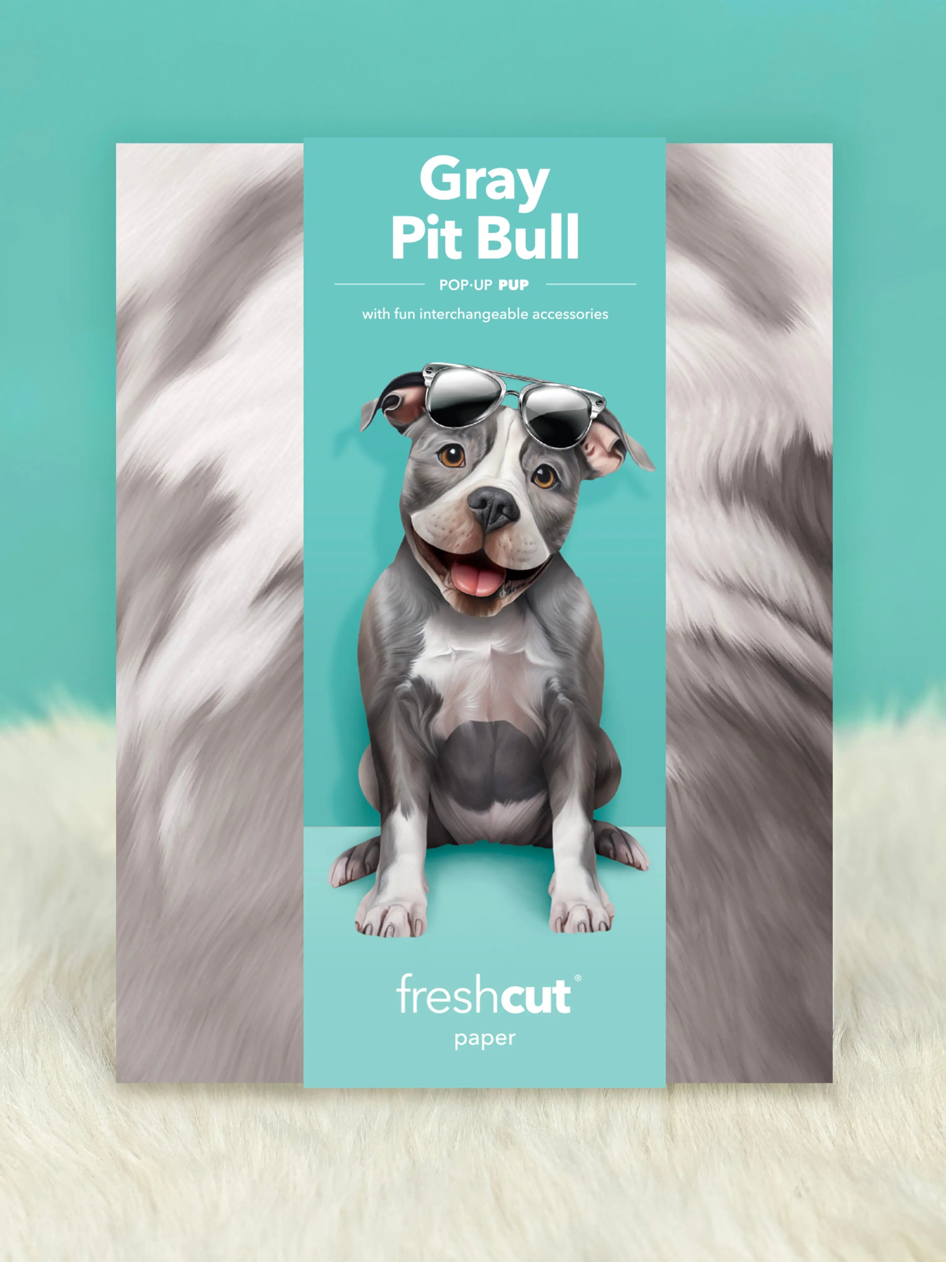 Gray Pit Bull Pop-Up Pup envelope