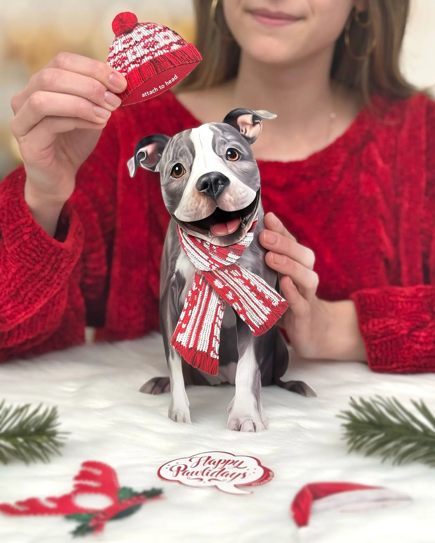 Holiday Pit Bull Pop-Up Card FreshCut Paper