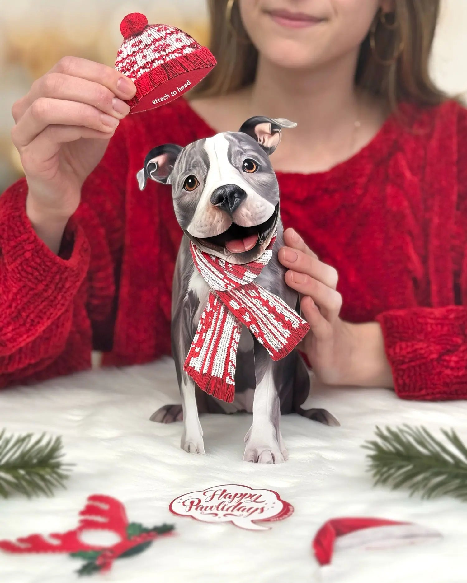 Holiday Pit Bull Pop-Up Card FreshCut Paper