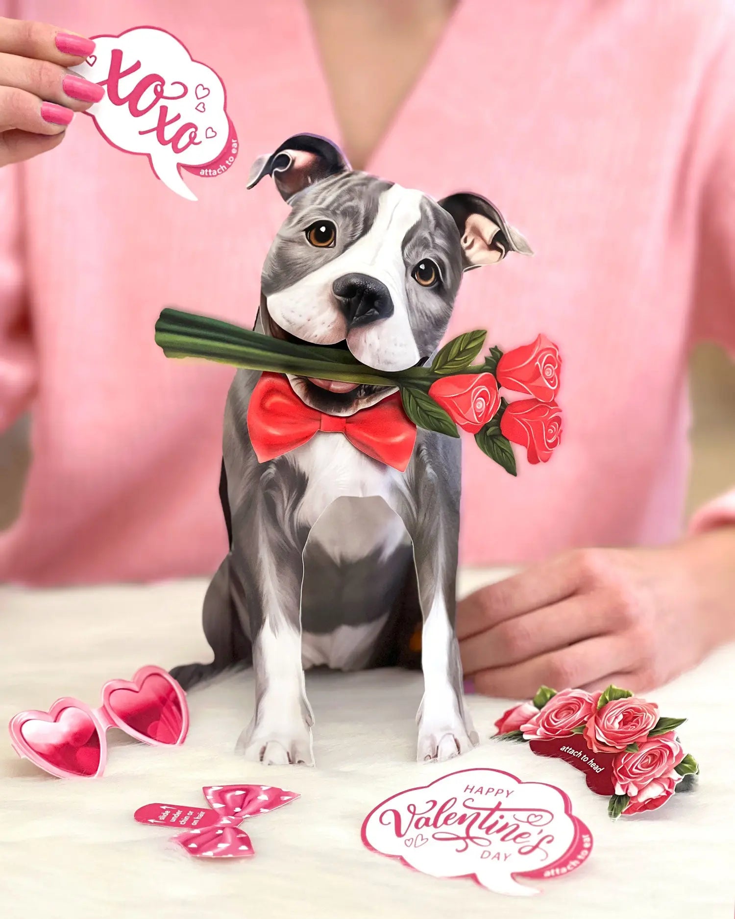 Valentine's Day Gray Pitbull Pop-Up Card FreshCut Paper