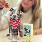 Gray Pit Bull Pop-Up Pup with matching blank notecard and accessories