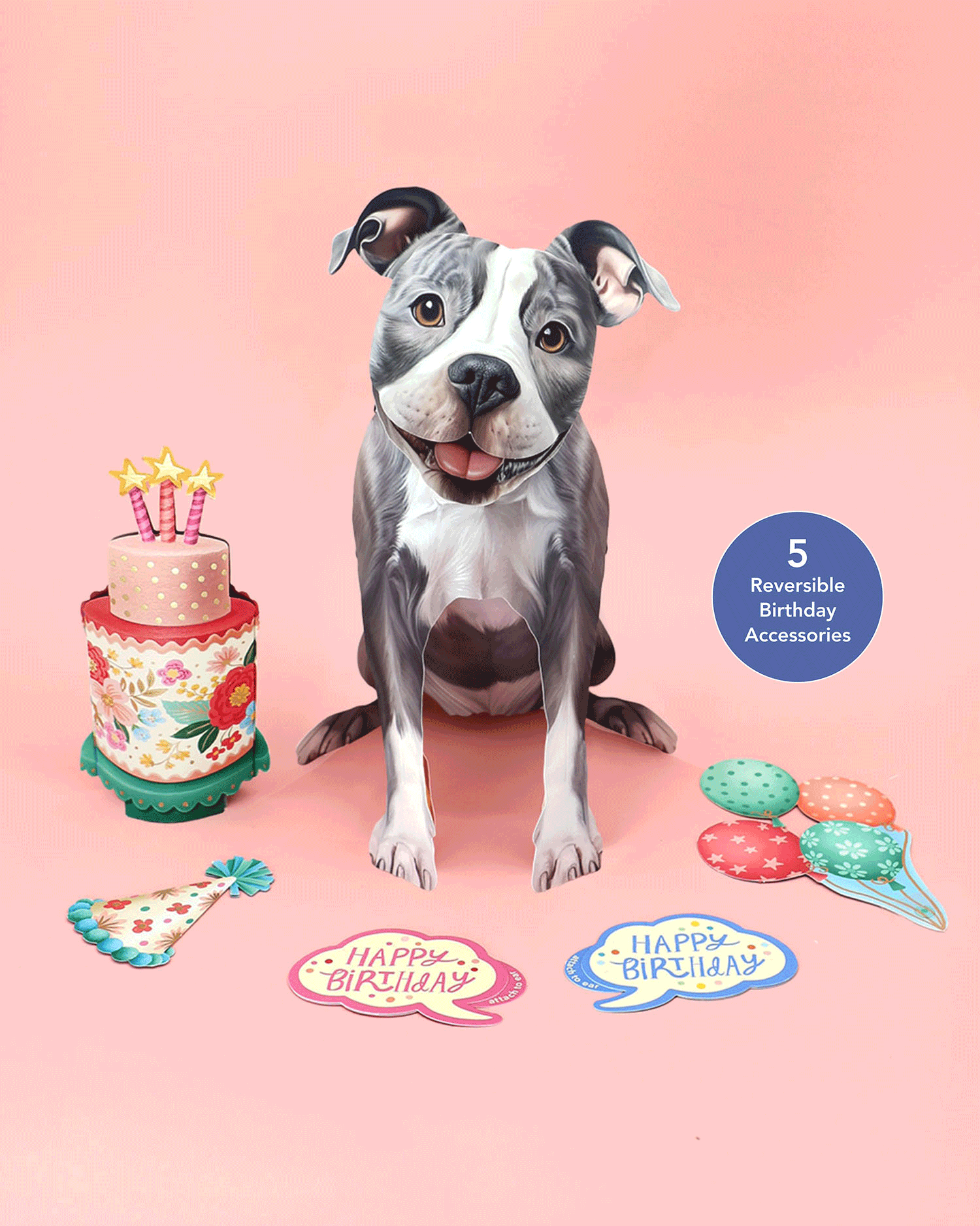 Birthday Pit Bull Pop-Up Card FreshCut Paper