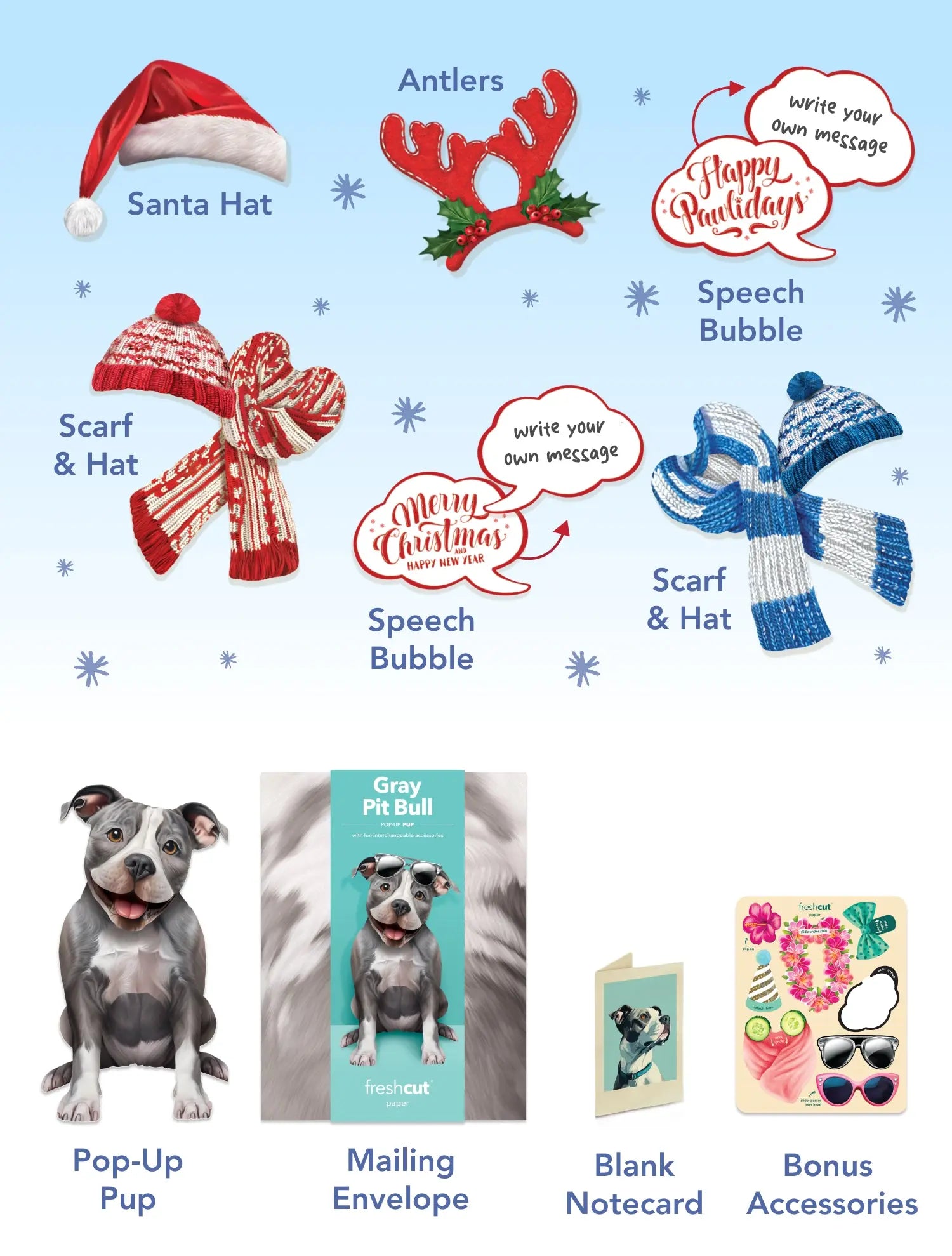 Holiday Pit Bull Pop-Up Card FreshCut Paper