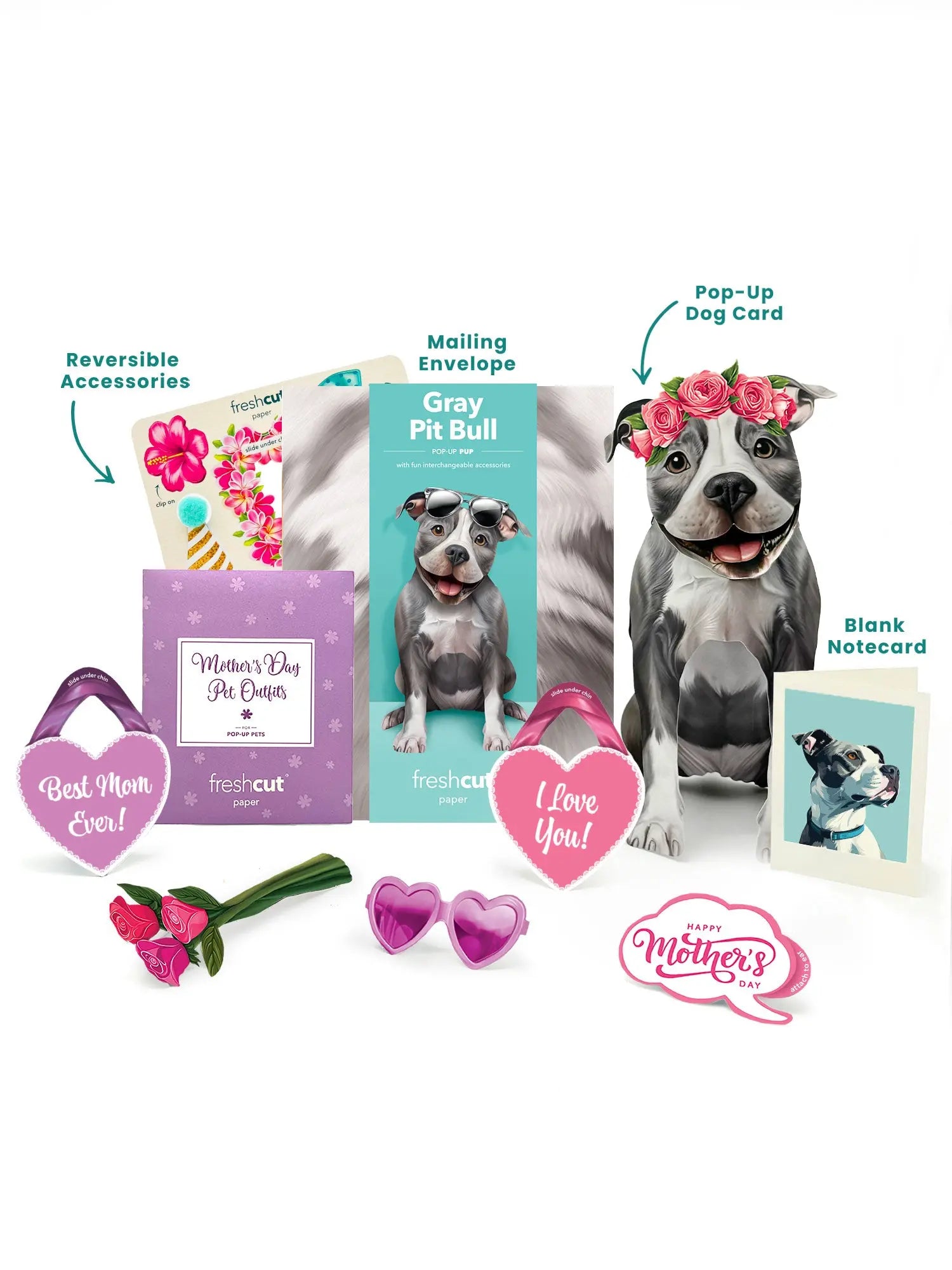 Mother's Day Pit Bull Pop-Up Card - FreshCut Paper