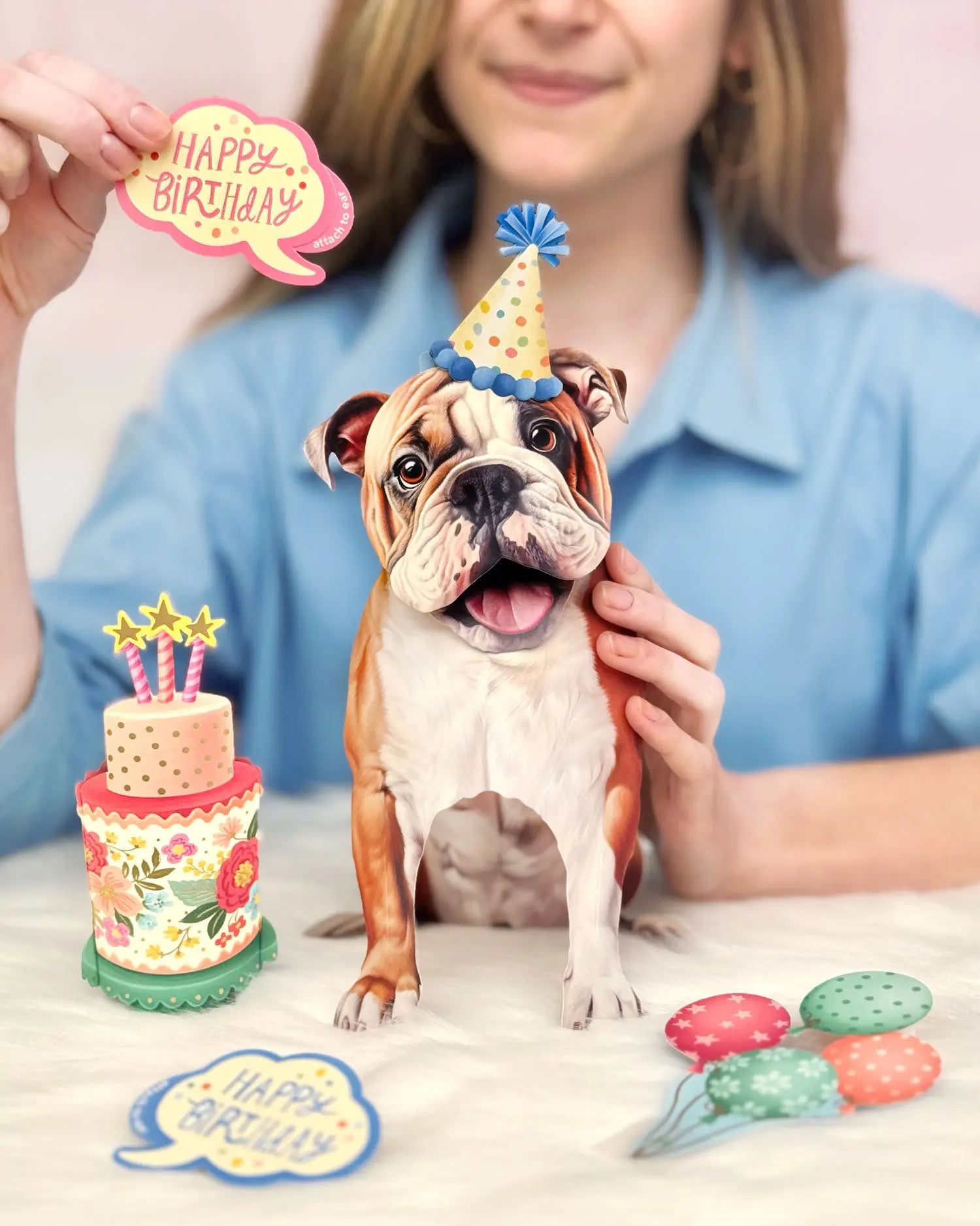 Birthday English Bulldog Pop-Up Card FreshCut Paper