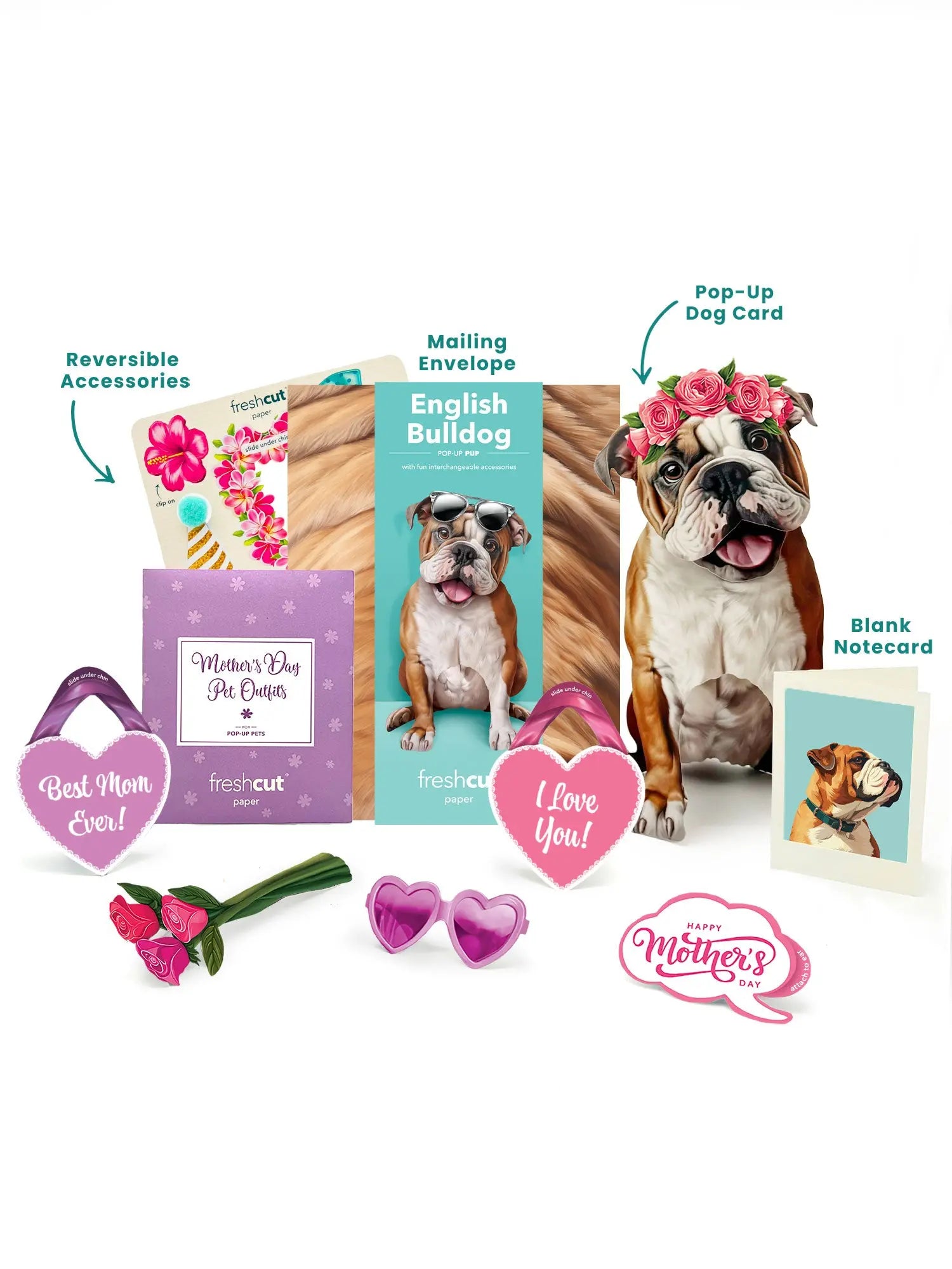 Mother's Day English Bulldog Pop-Up Card - FreshCut Paper