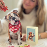 English Bulldog Pop-Up Pup with matching blank notecard and accessories