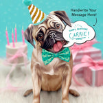 Pug Pop-Up Pup with birthday accessories