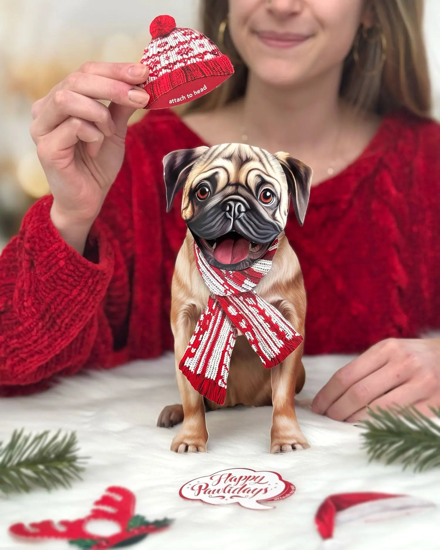 Holiday Pug Pop-Up Card FreshCut Paper