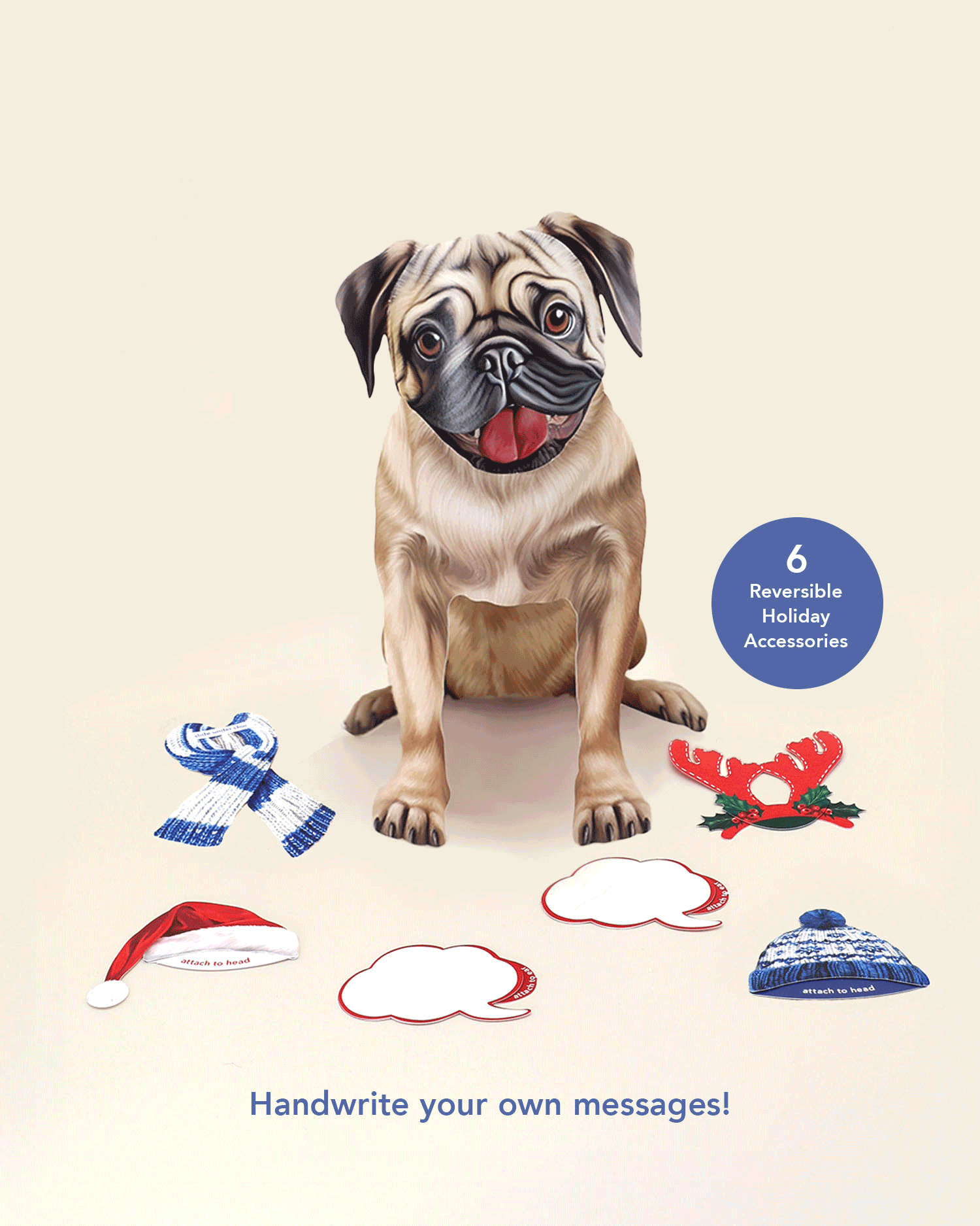Holiday Pug Pop-Up Card FreshCut Paper