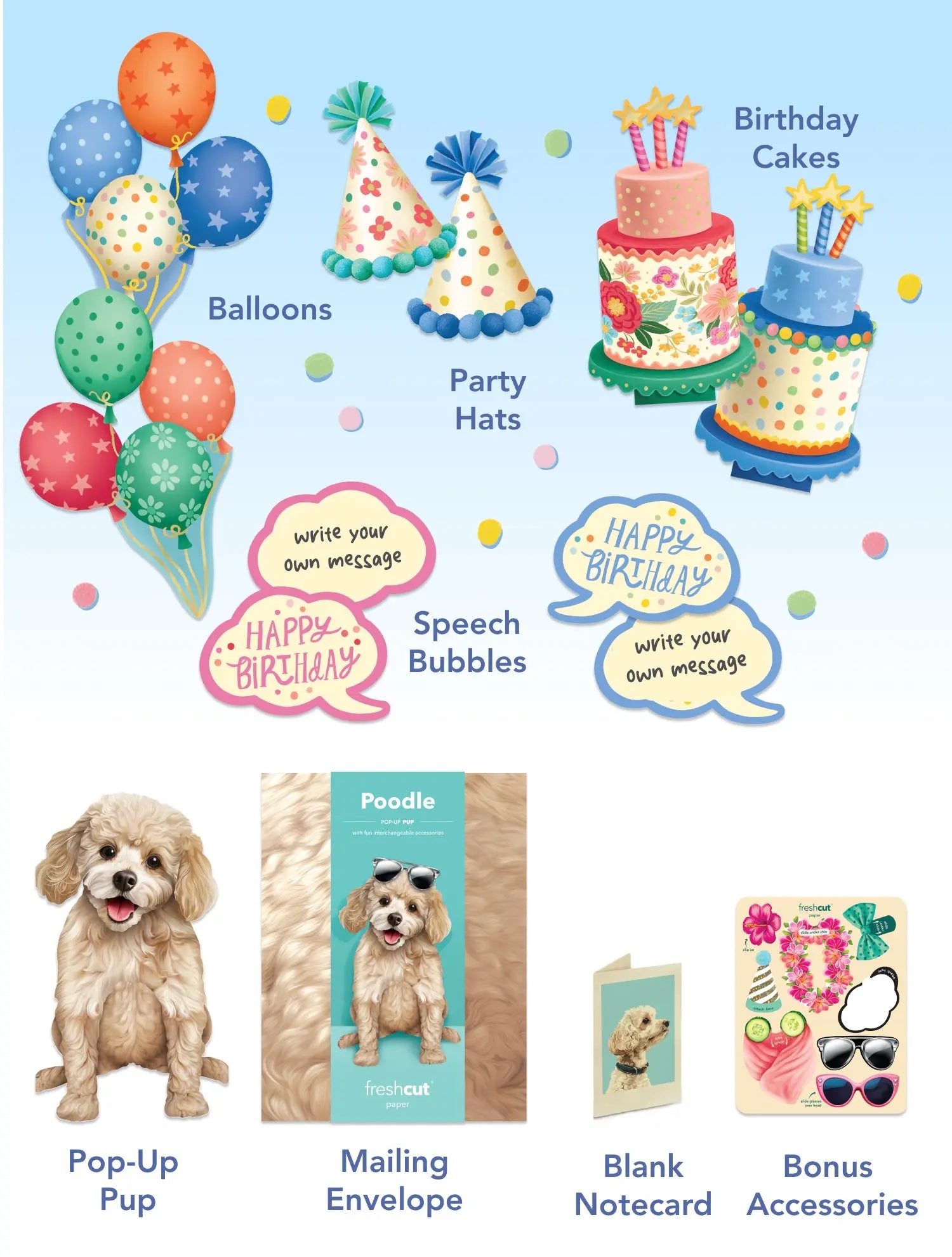 Birthday Poodle Pop-Up Card FreshCut Paper