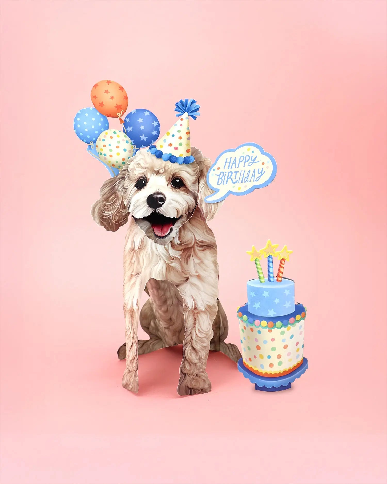 Birthday Poodle Pop-Up Card FreshCut Paper