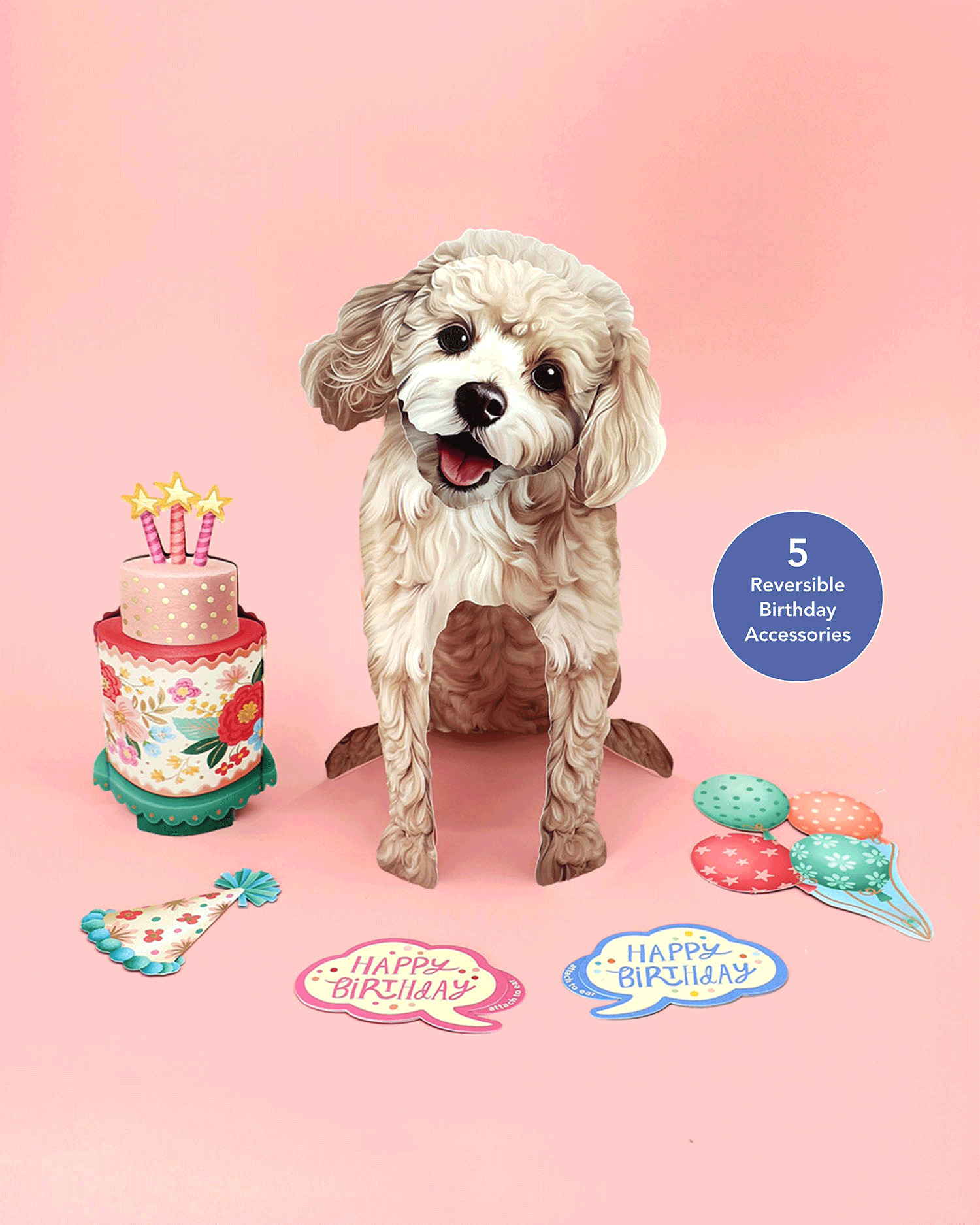 Birthday Poodle Pop-Up Card FreshCut Paper