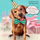 Golden Retriever Pop-Up Pup with birthday accessories