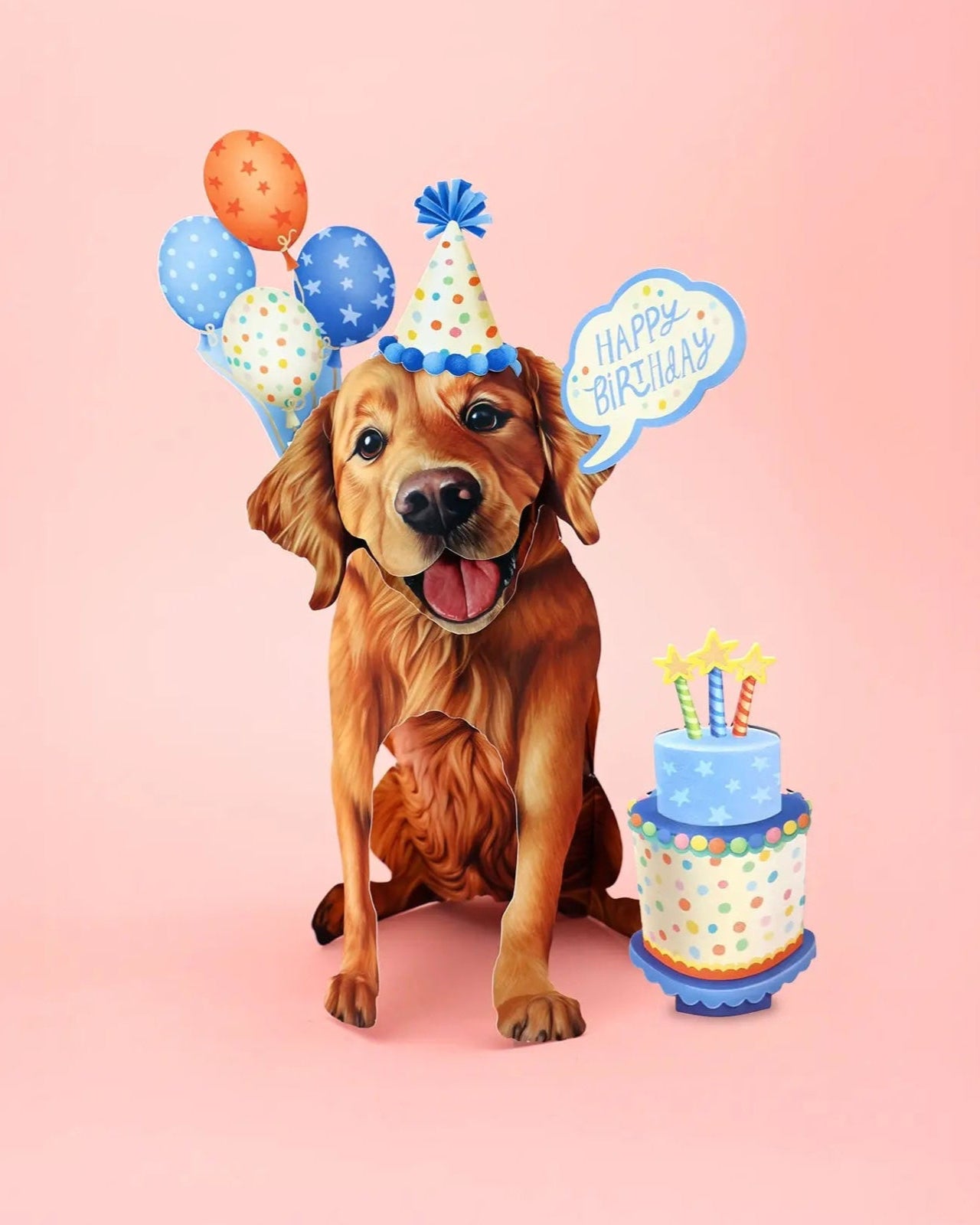 Birthday Golden Retriever Pop-Up Card FreshCut Paper