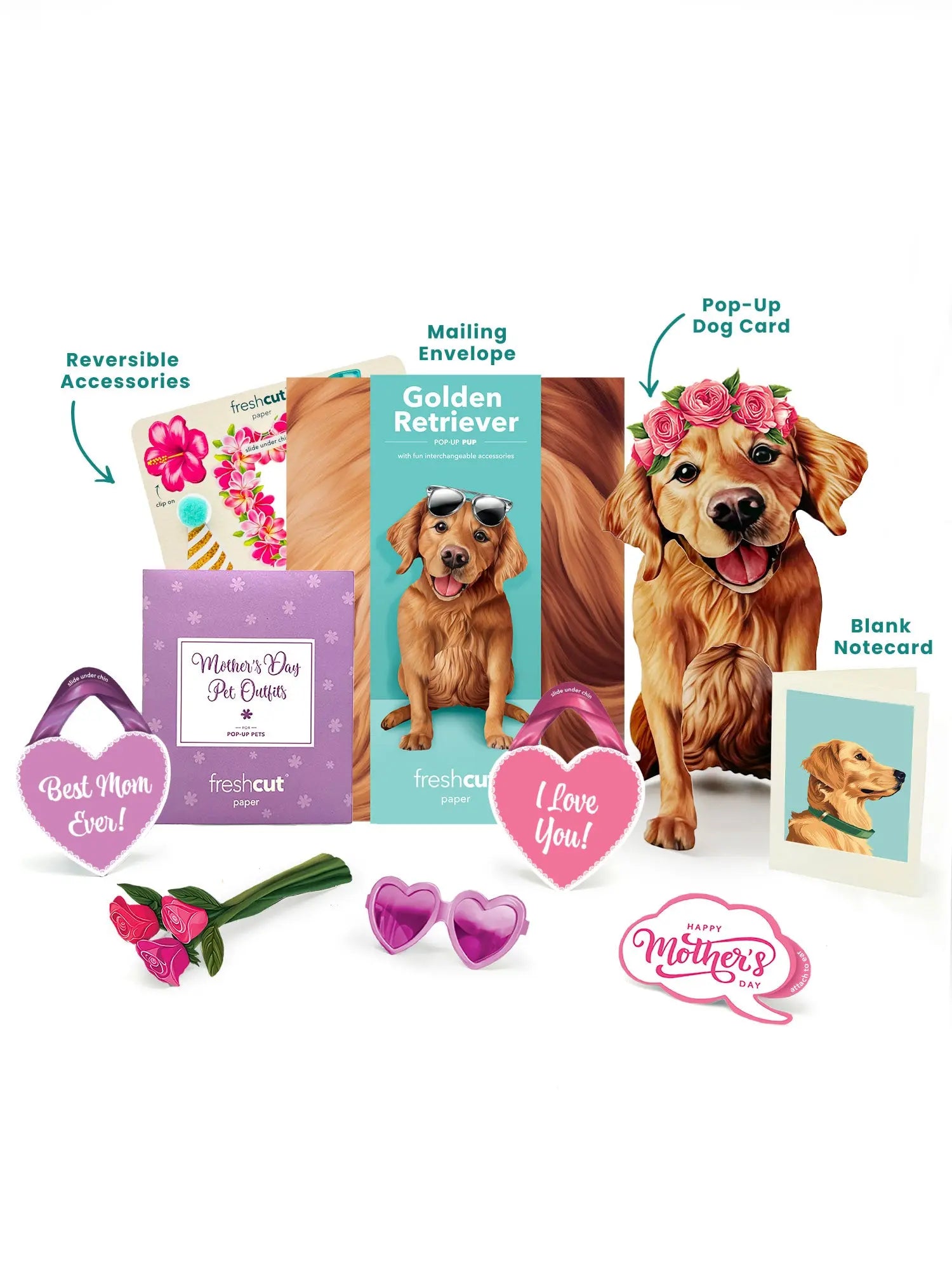 Mother's Day Golden Retriever Pop-Up Card - FreshCut Paper