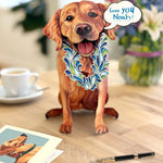 Freshcut paper golden retriver pop-up card on desk