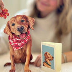 Golden Retriever Pop-Up Pup with matching blank notecard and accessories