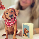 Golden Retriever Pop-Up Pup with matching blank notecard and accessories