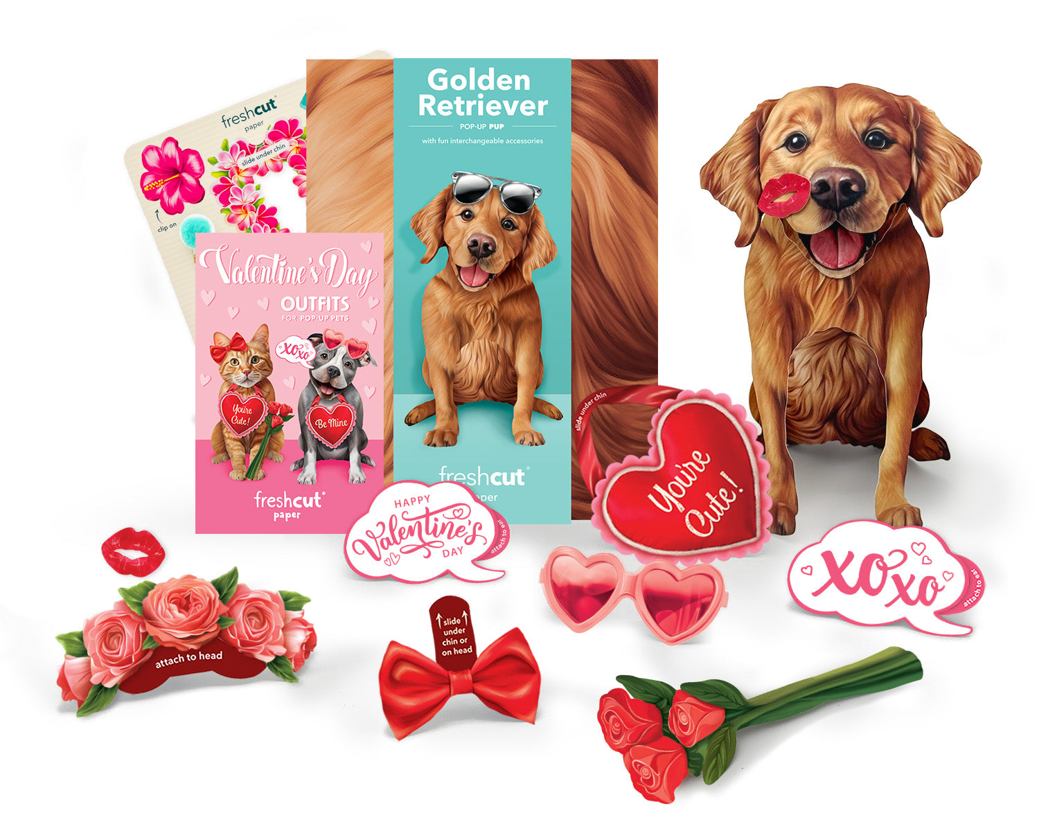 Valentine's Day Golden Retriever Pop-Up Card