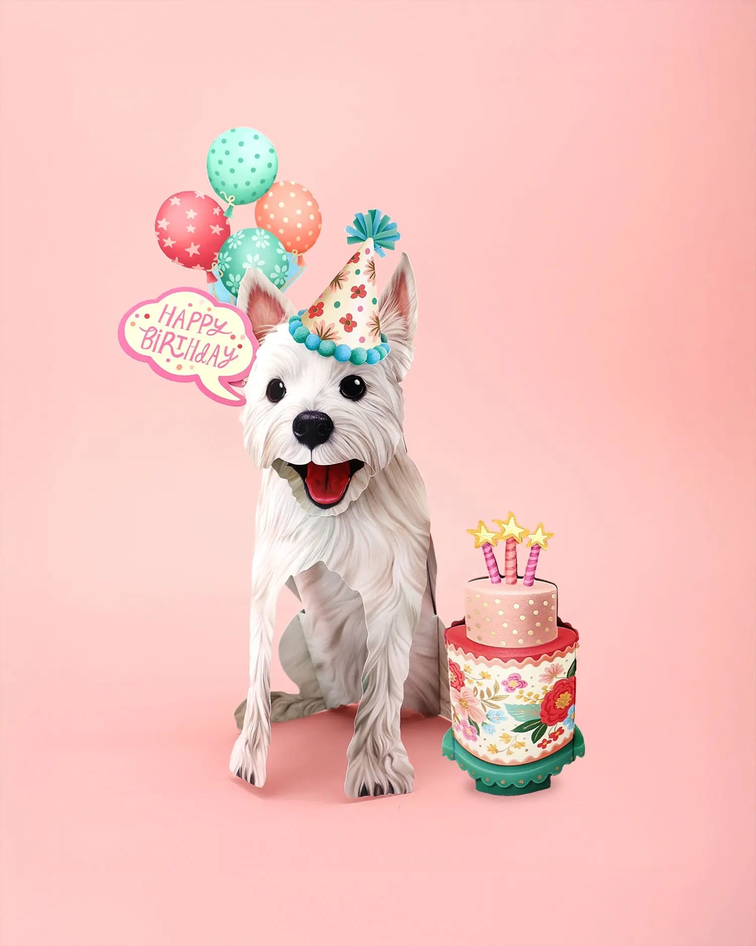 Birthday Westie Pop-Up Card FreshCut Paper