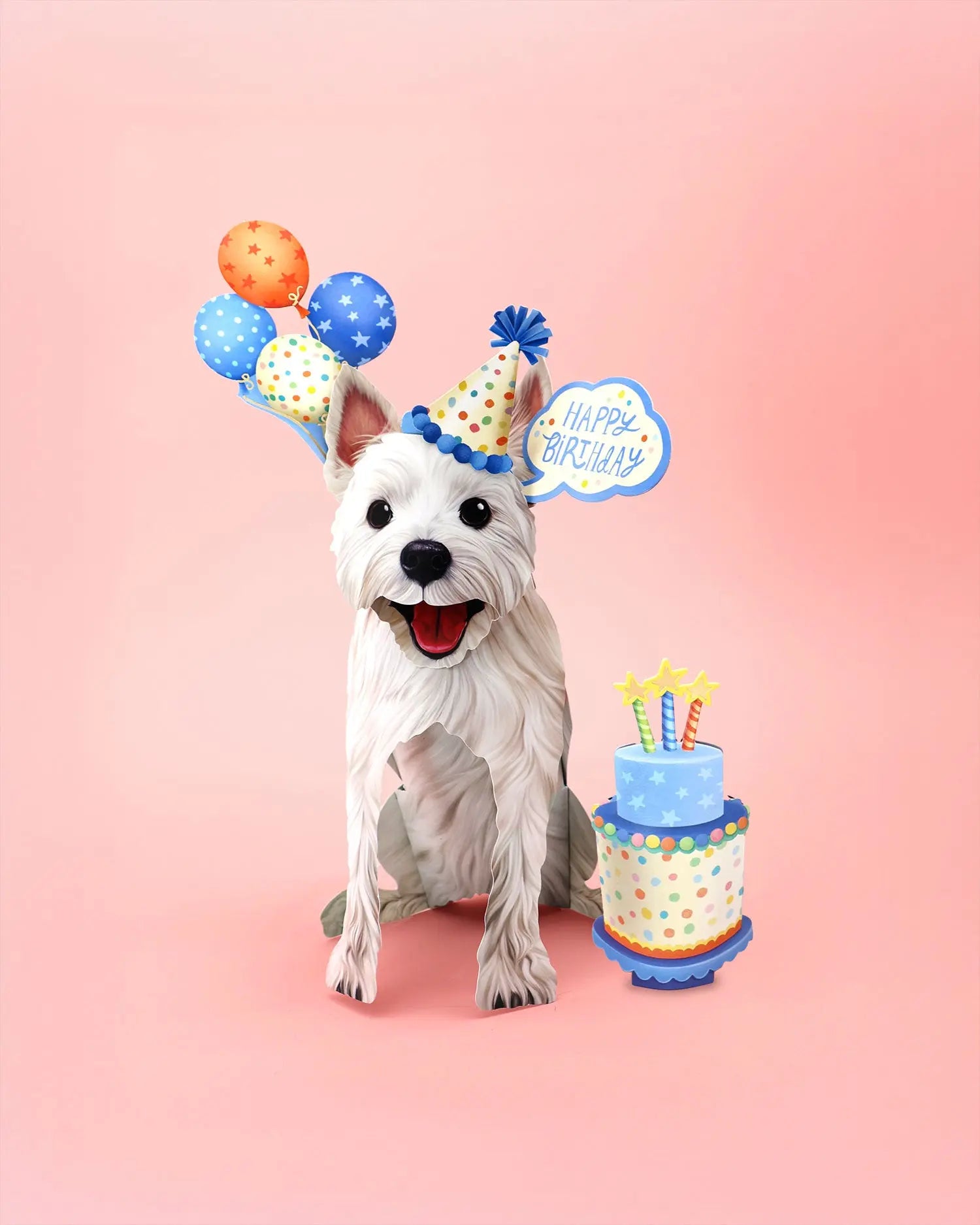 Birthday Westie Pop-Up Card FreshCut Paper