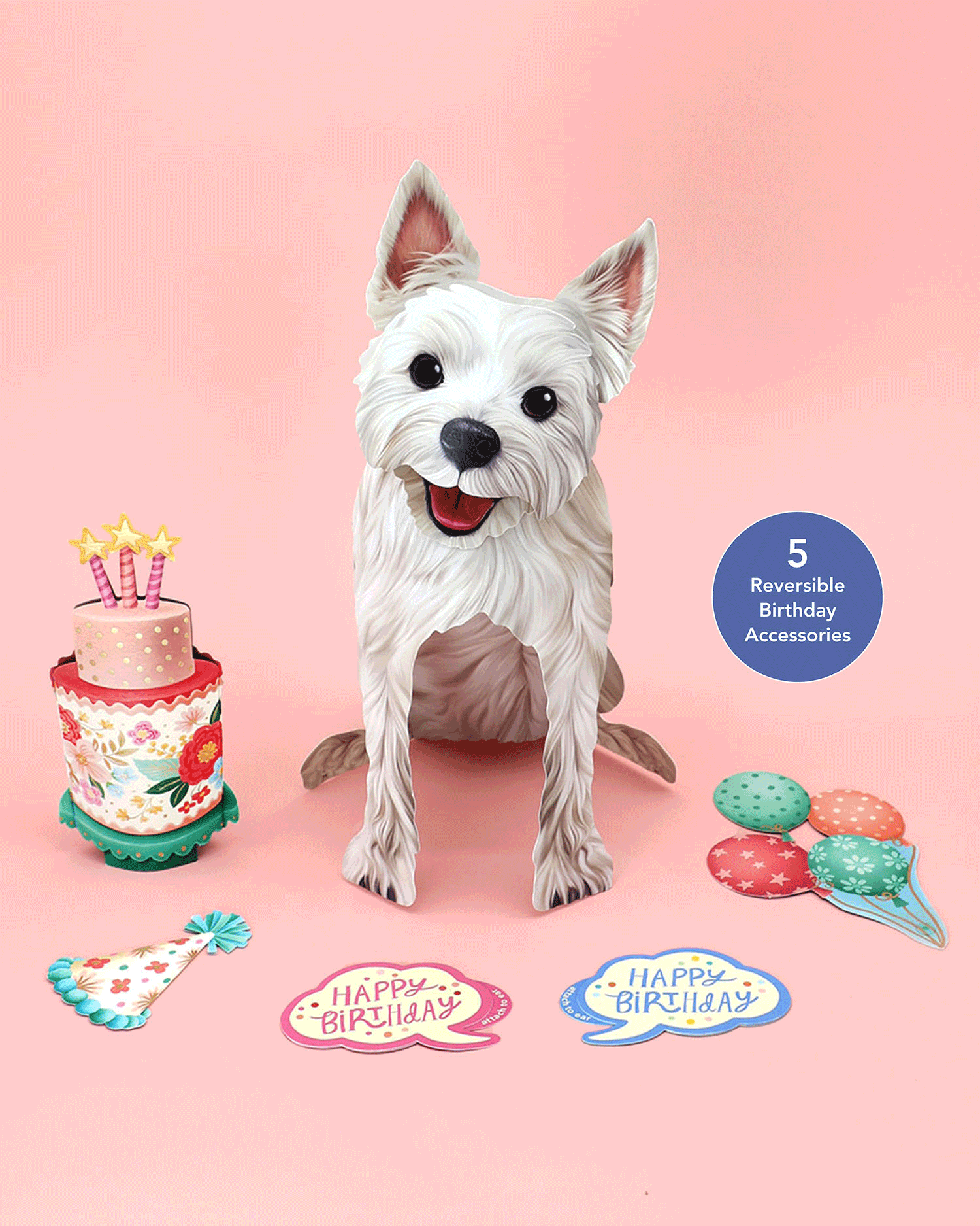 Birthday Westie Pop-Up Card FreshCut Paper