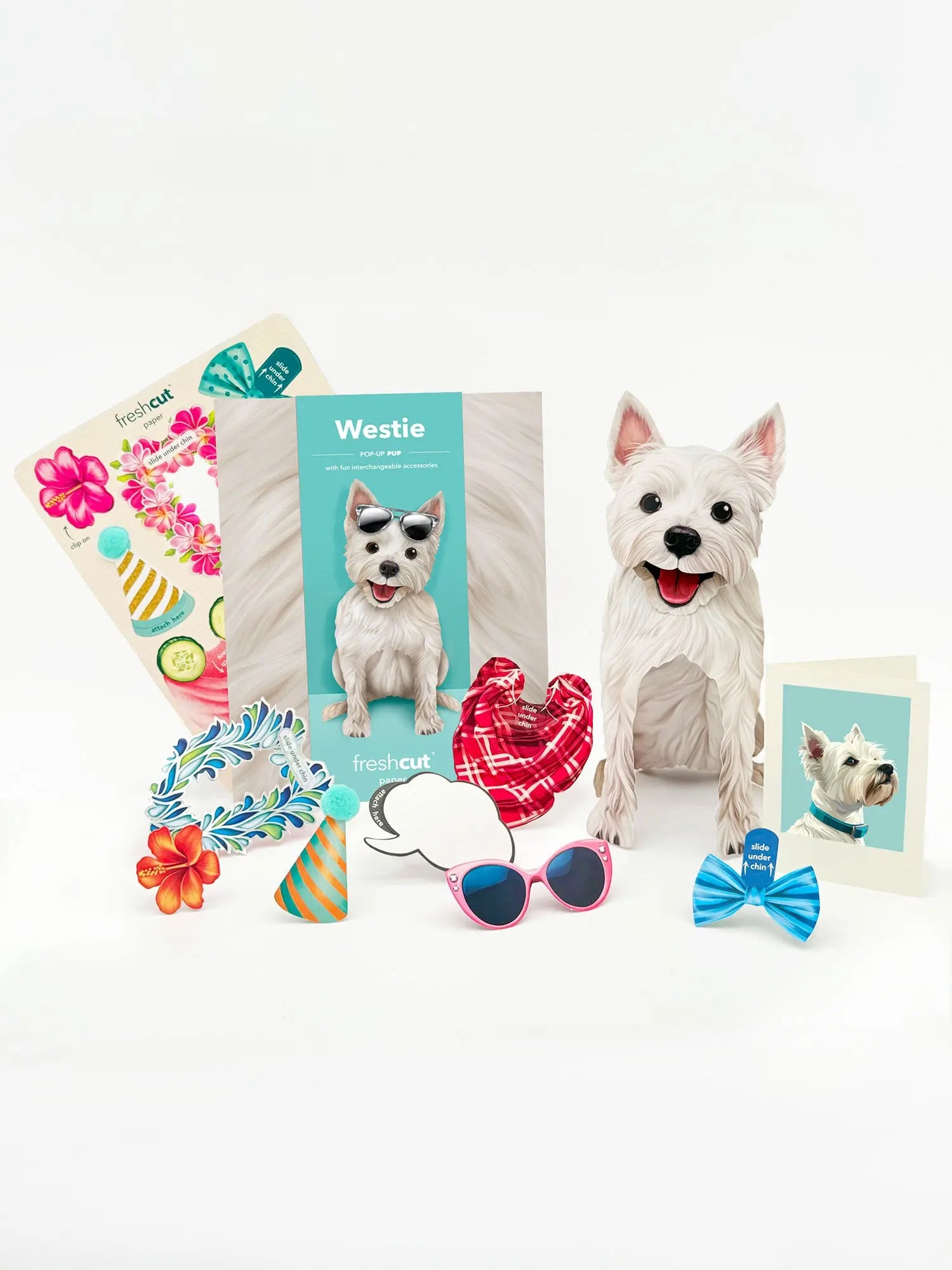 Westie Pop-Up Pup with accessories