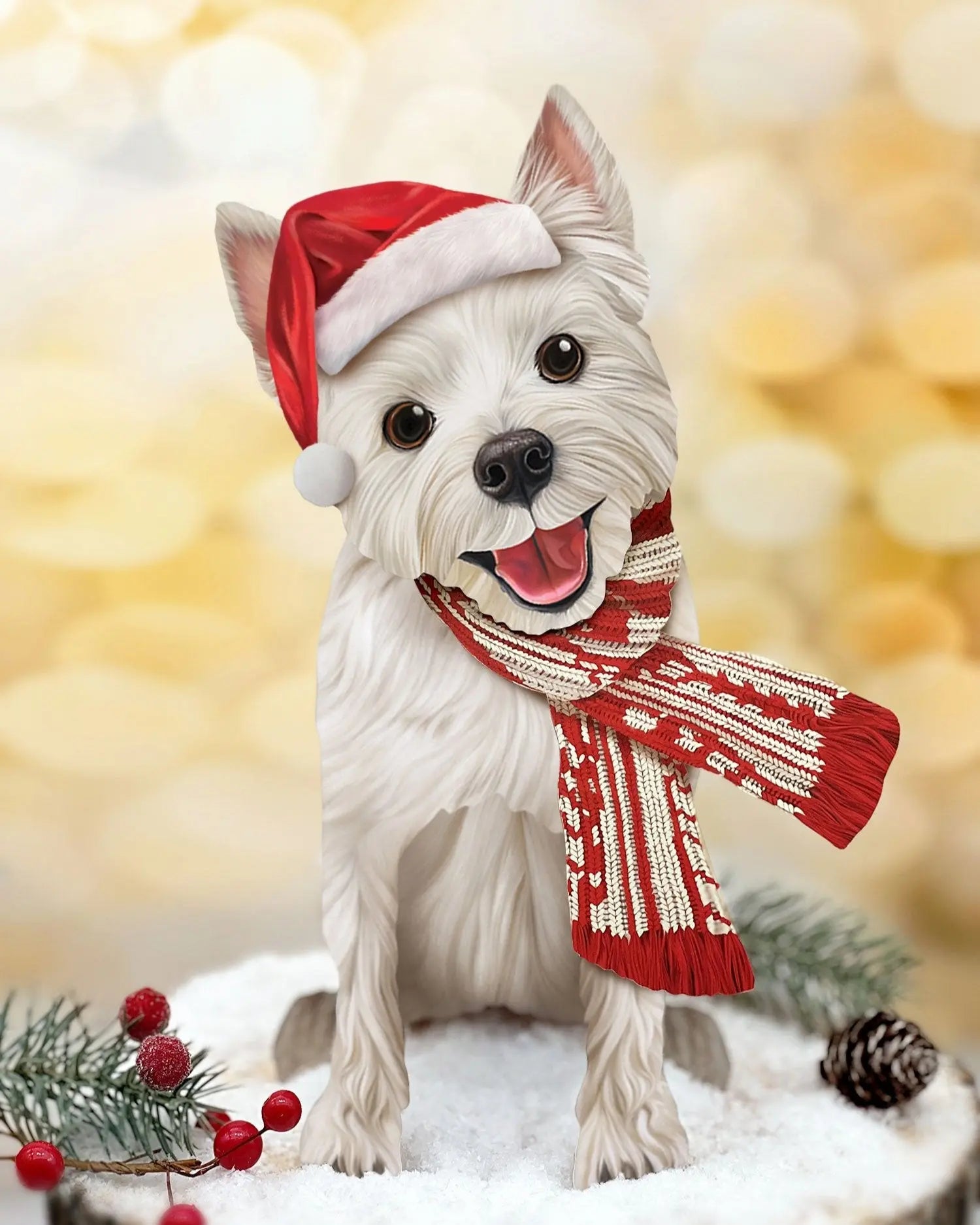 Holiday Westie Pop-Up Card in Santa hat