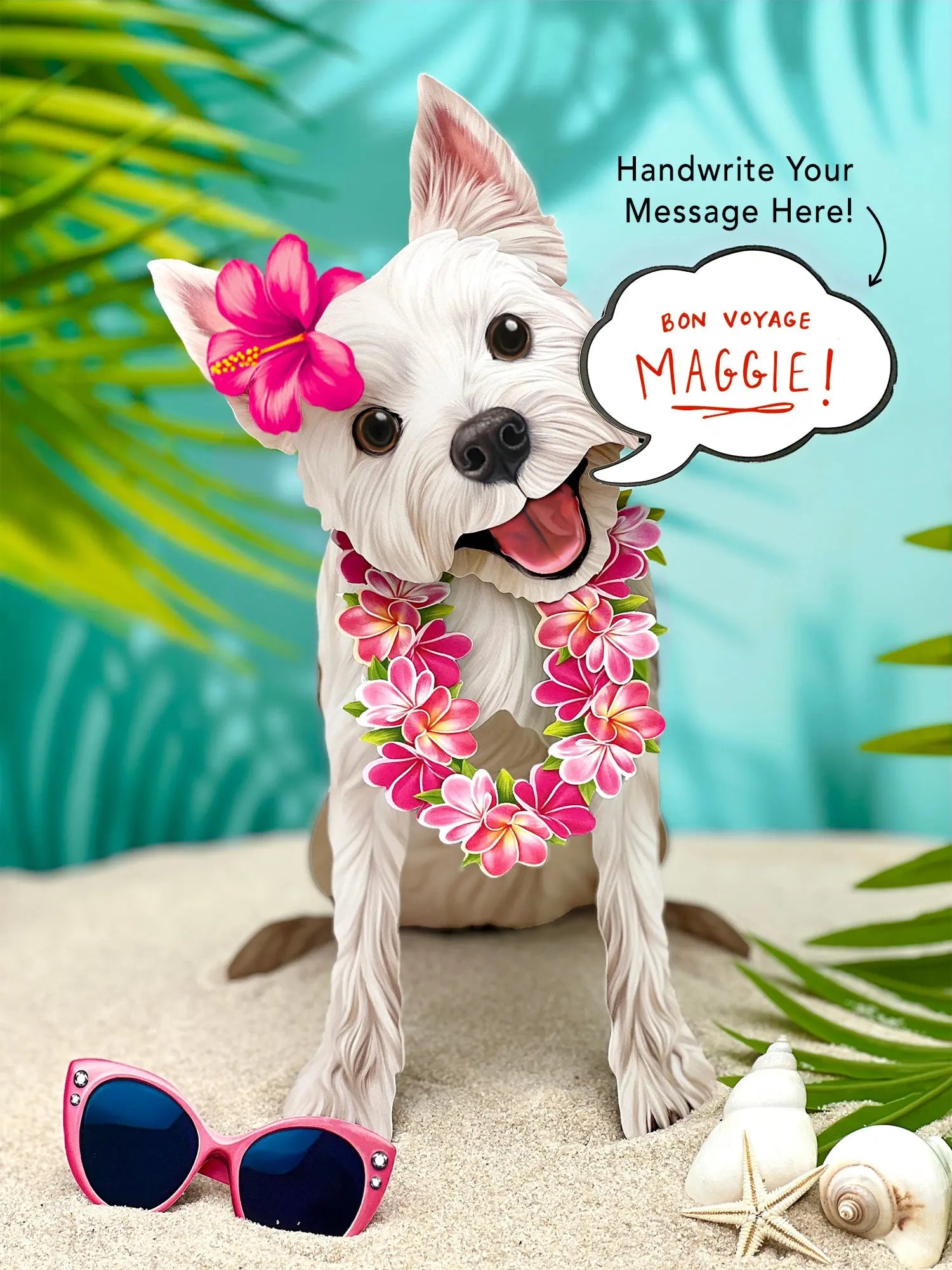 Westie Pop-Up Pup with vacation accessories