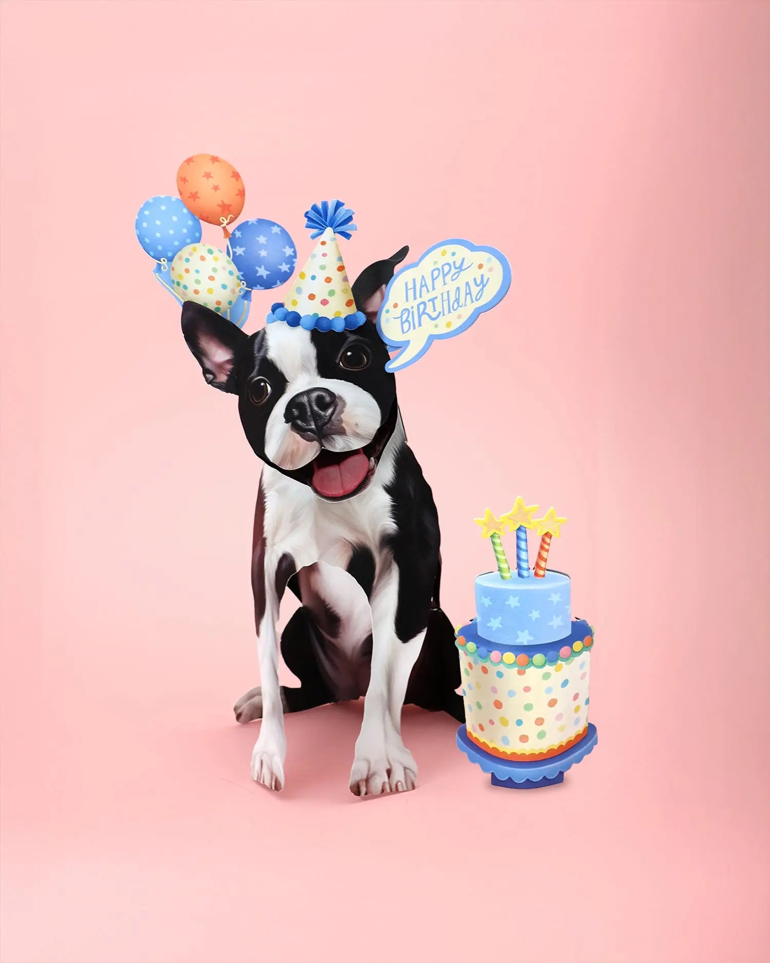 Birthday Boston Terrier Pop-Up Card FreshCut Paper