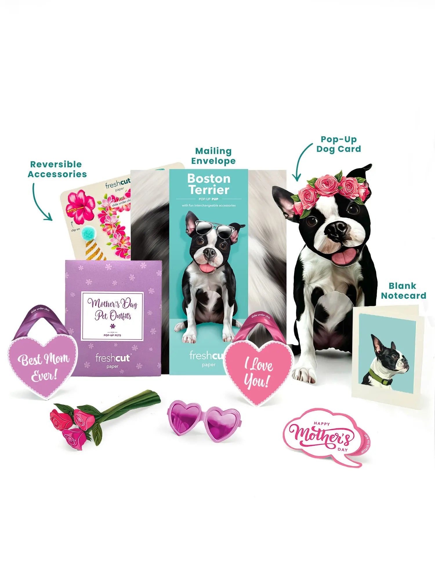 Mother's Day Boston Terrier Pop-Up Card - FreshCut Paper