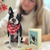 Boston Terrier Pop-Up Pup with matching blank notecard and accessories