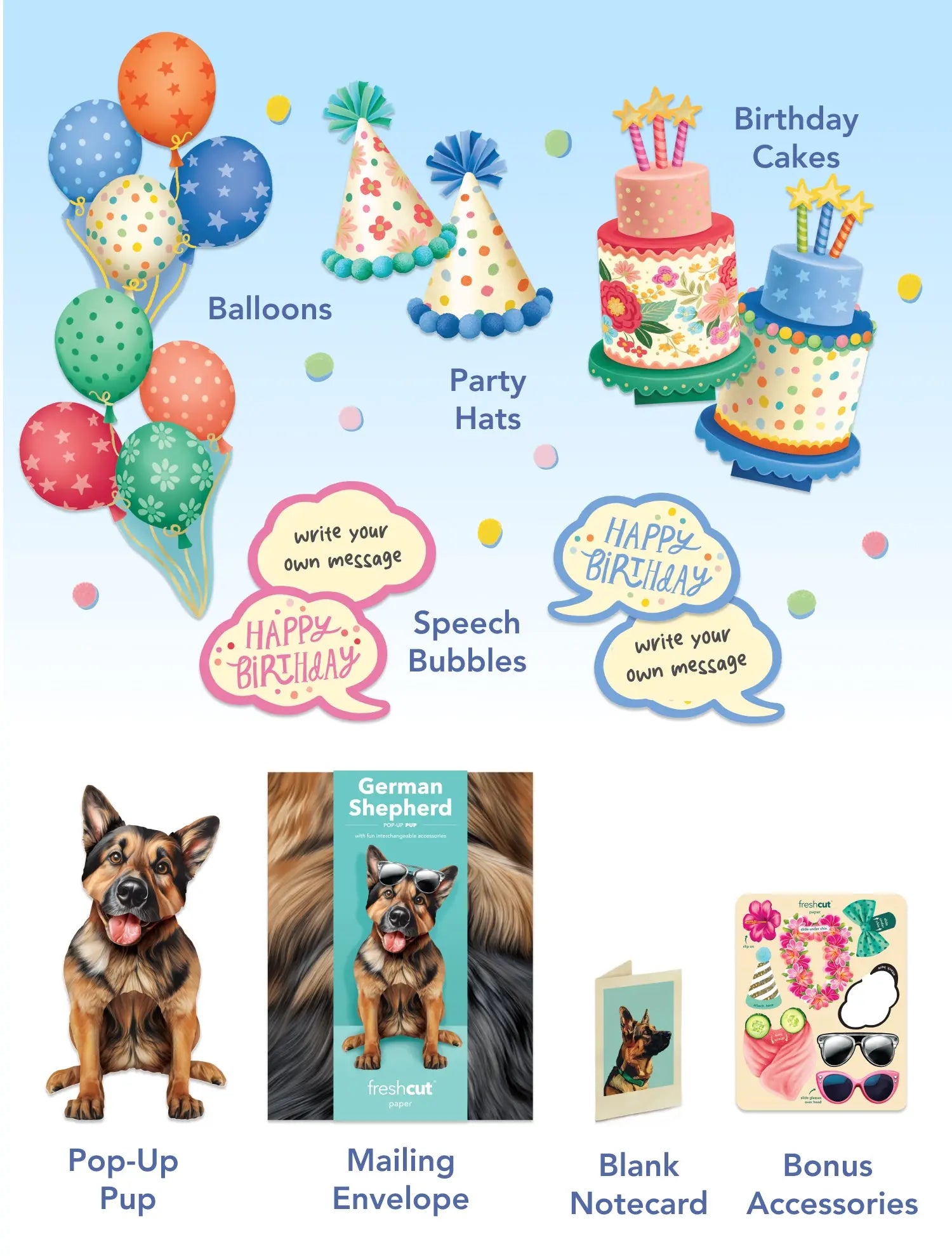 Birthday German Shepherd Pop-Up Card FreshCut Paper