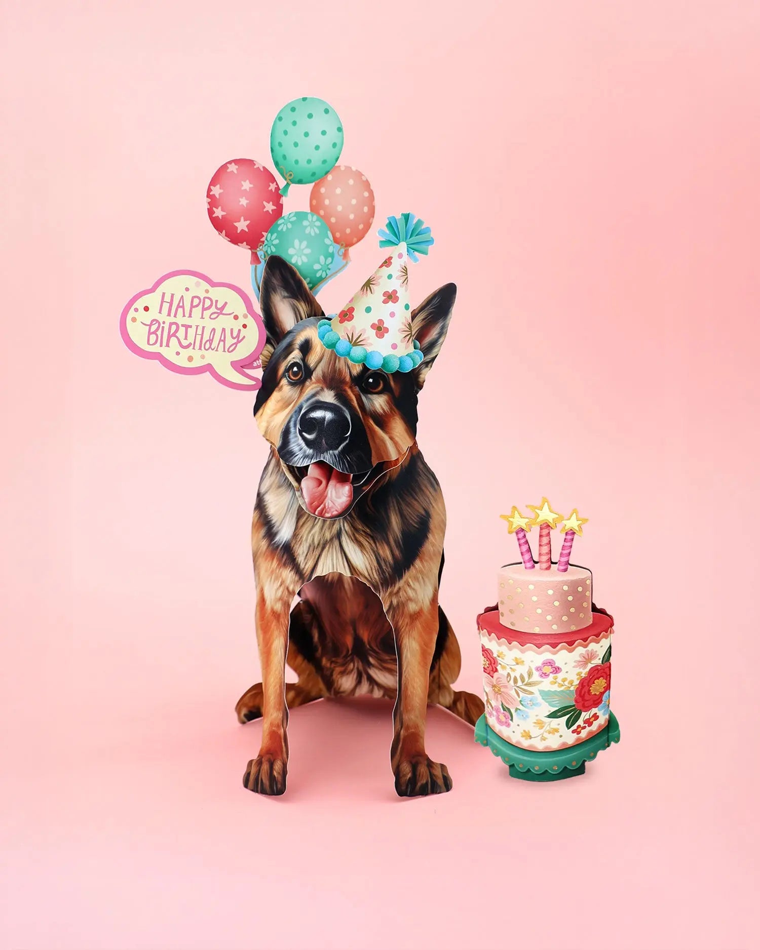 Birthday German Shepherd Pop-Up Card FreshCut Paper