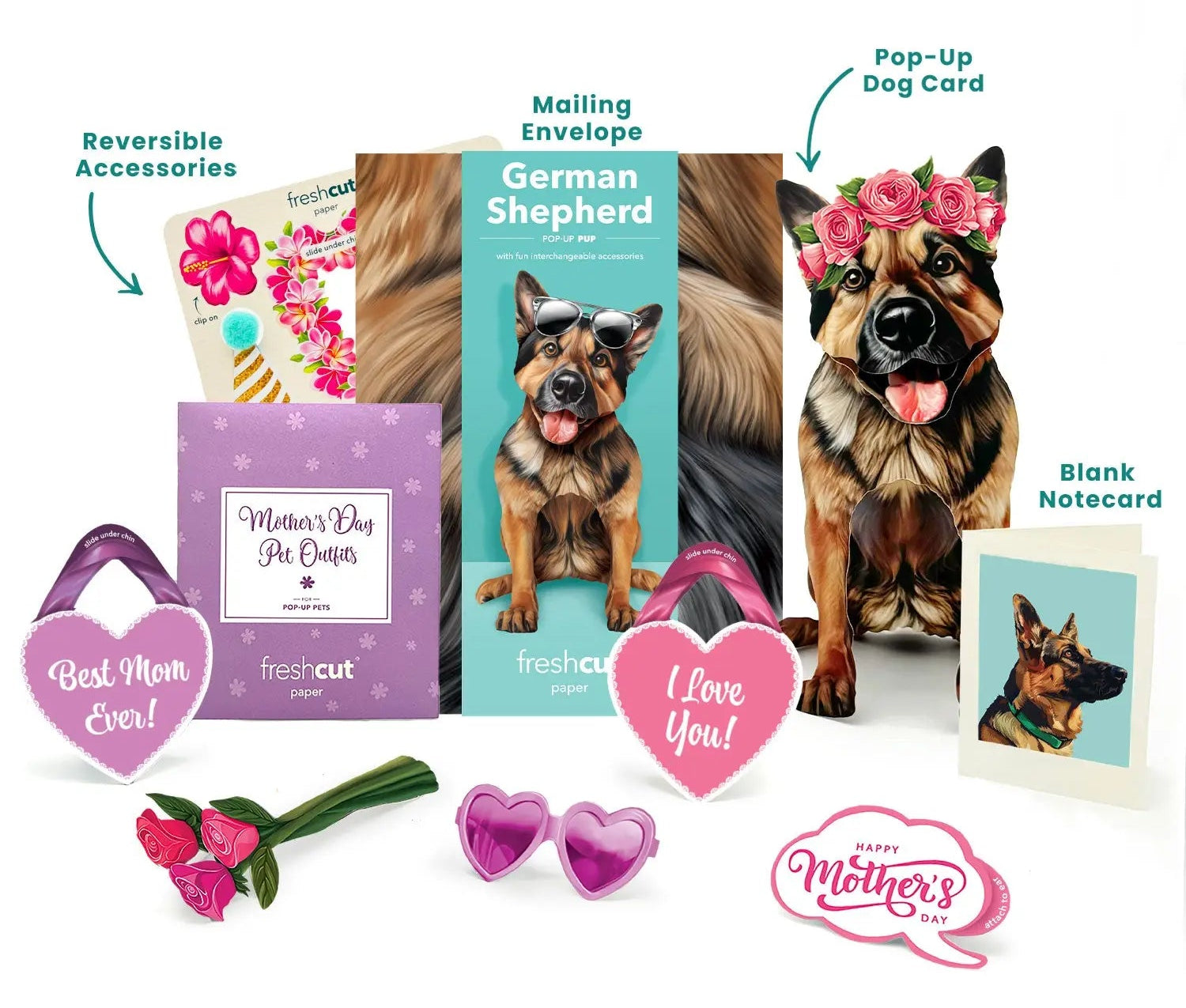 Mother's Day German Shepherd Pop-Up Card - FreshCut Paper